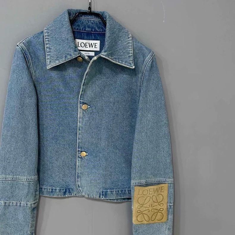 LOEWE Leather logo wash jeans coat