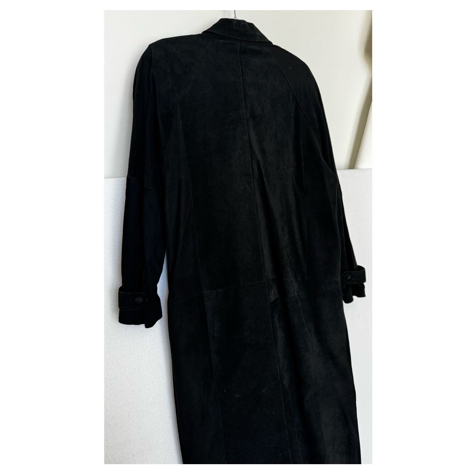 Vintage 90s Split End Ltd Black Suede Leather Long Coat Minimalist M Size M / US 6-8 / IT 42-44 - 10 Thumbnail
