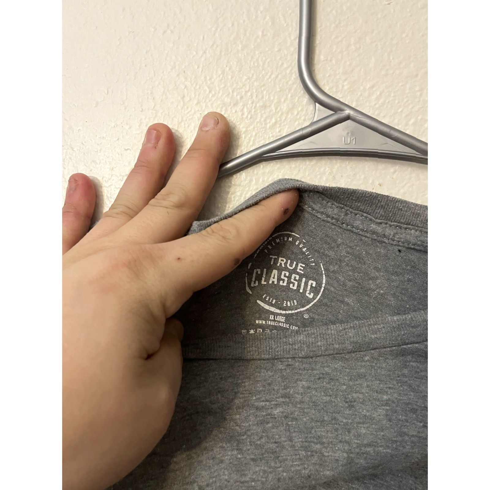 Vintage True Classic T-Shirt Mens 2XL Crew Neck Gray Stretch Cotton Blend Short Sleeve Size US XXL / EU 58 / 5 - 2 Thumbnail
