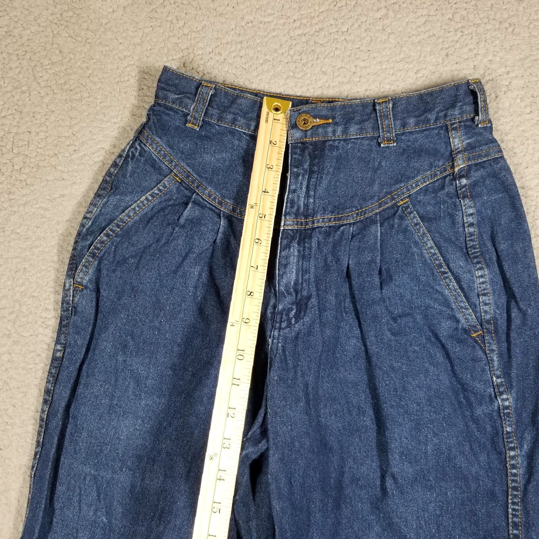 Vintage VINTAGE Brittania Jeans Womens 26X35 Blue High Rise Pleated Tapered Bareback 80s Size 26" / US 2 / IT 38 - 6 Thumbnail