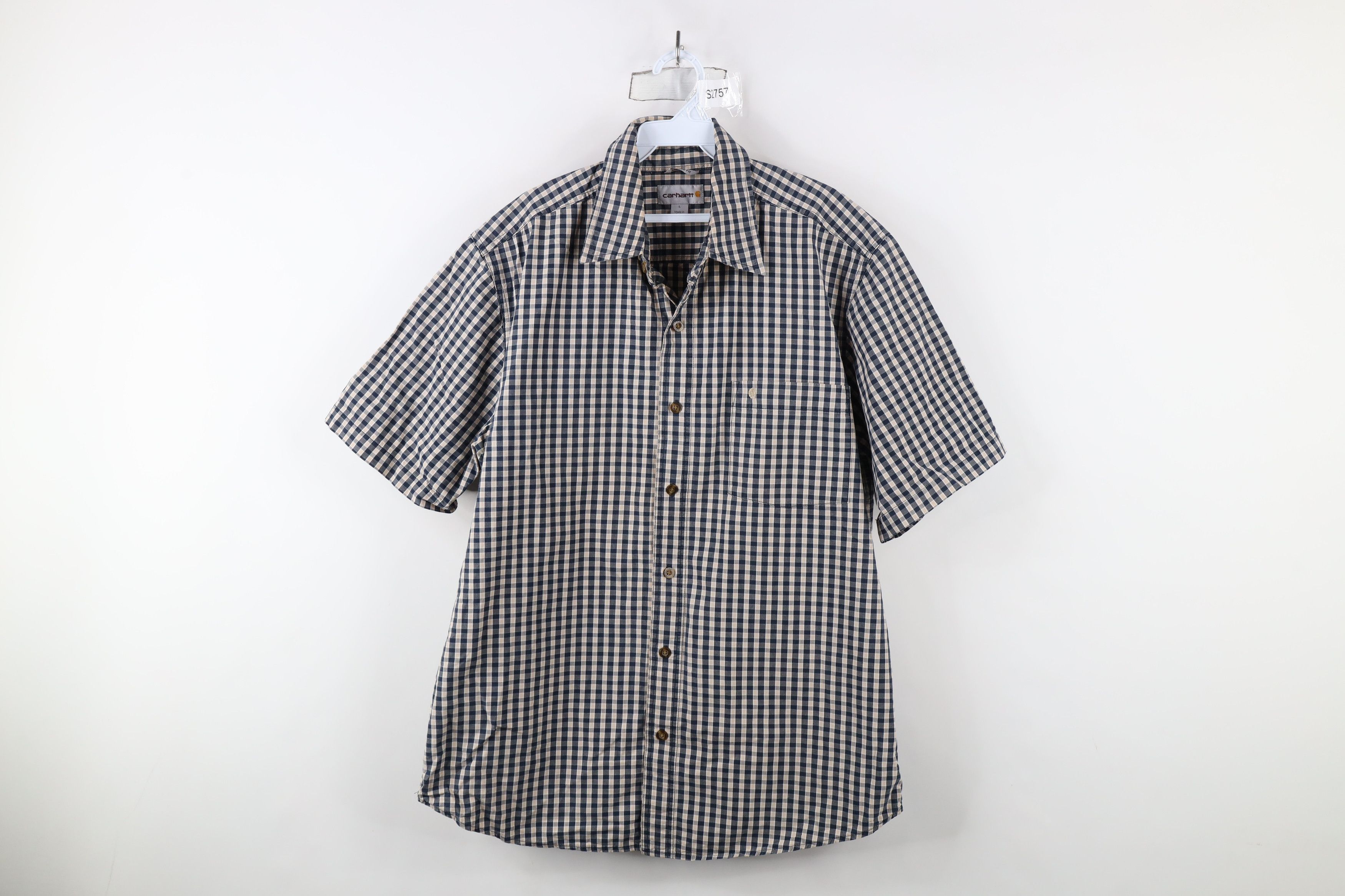 Carhartt × Vintage Vintage Carhartt Checkered Short Sleeve Button Shirt Cotton Size US L / EU 52-54 / 3 - 1 Thumbnail