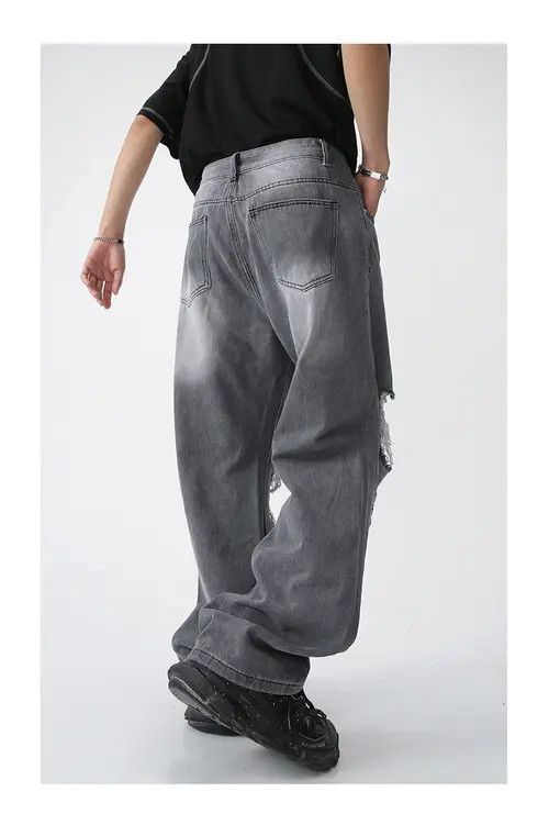 Japanese Brand Street ripped loose straight jeans Size US 32 / EU 48 - 2 Thumbnail