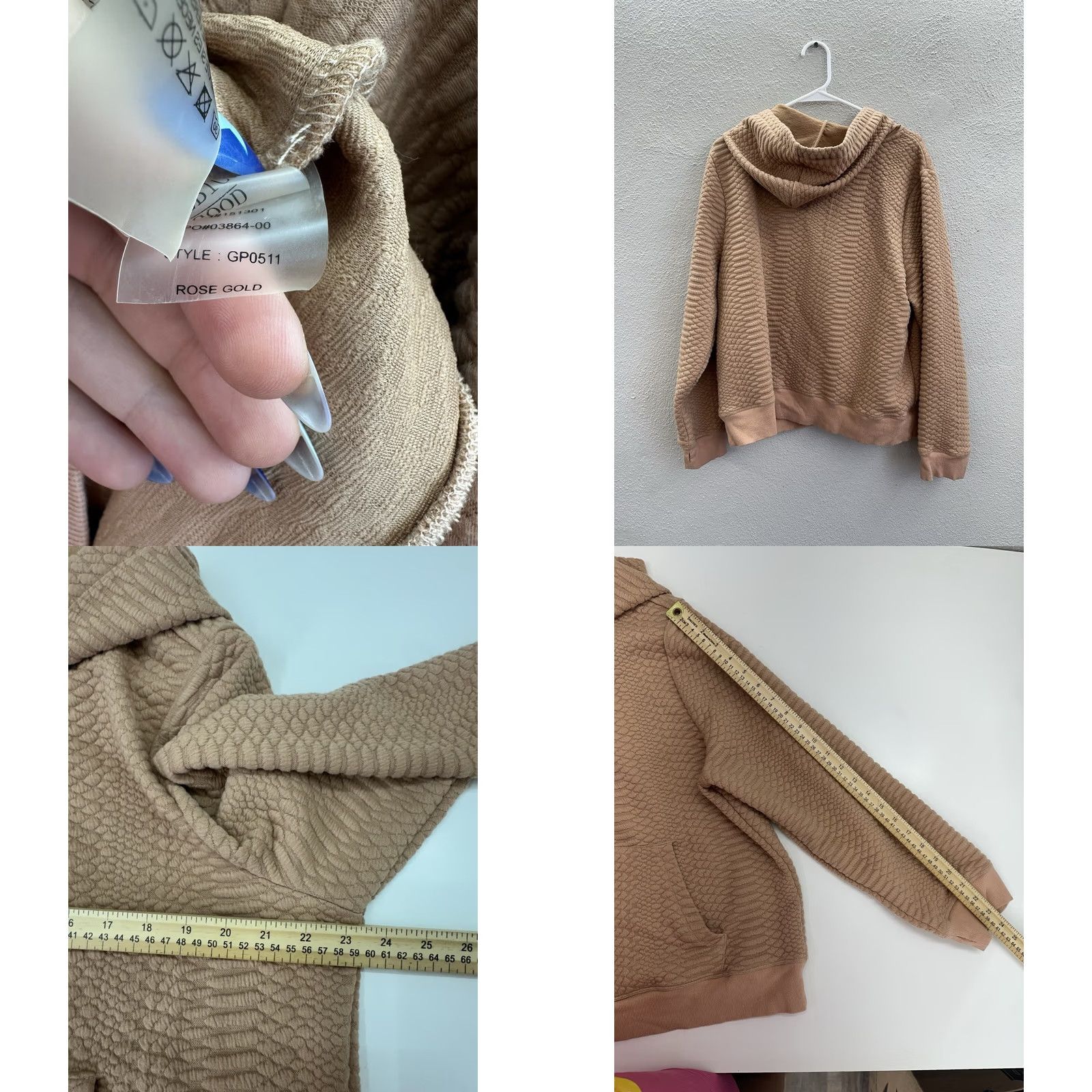 Good American Good American Sweatshirt Womens Size 5 2XL Quilted Hooded Rose Gold Snake The Size XXL / US 16-18 / IT 52-54 - 8 Thumbnail