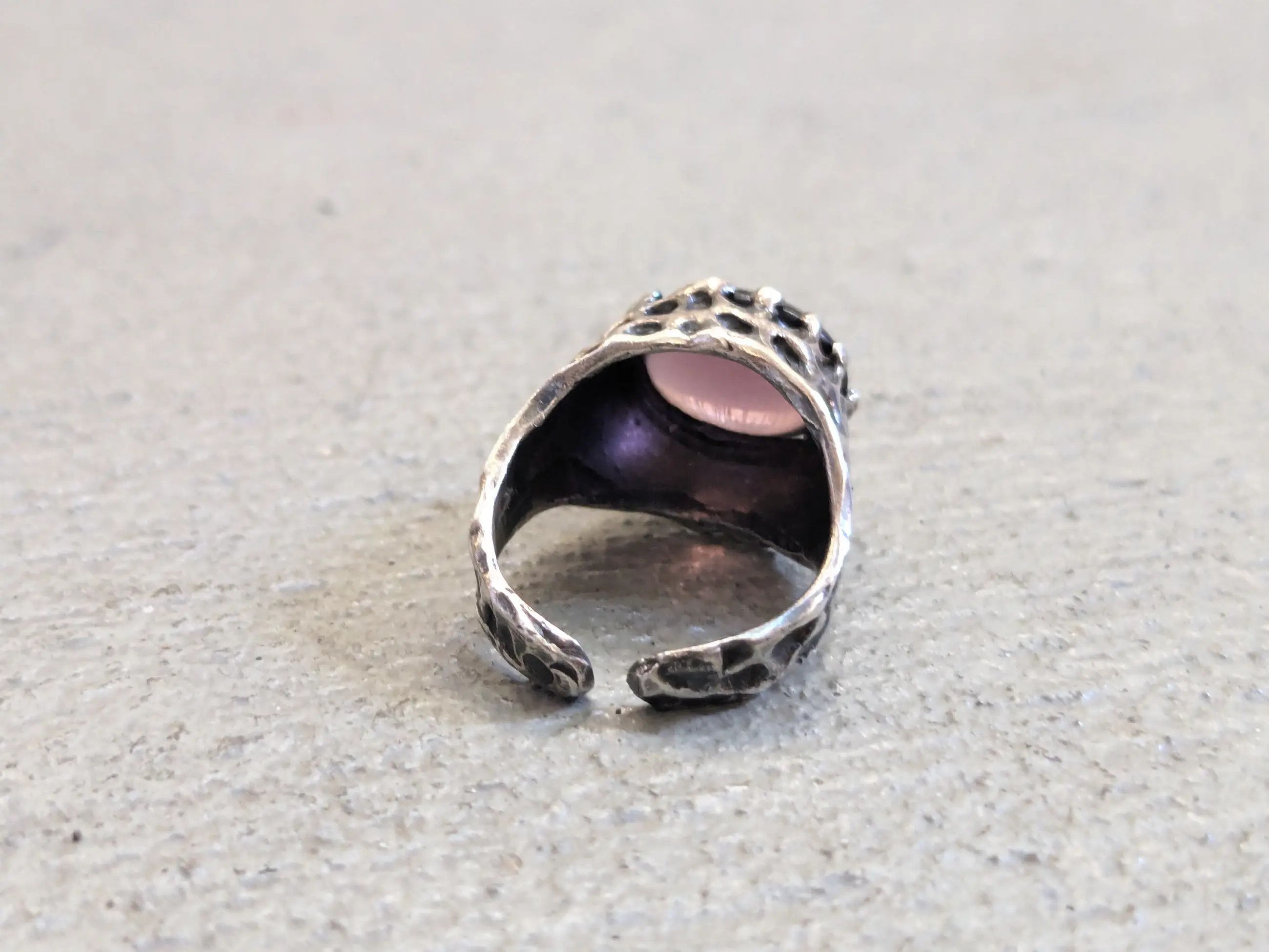 Jewelry × Vintage Vintage Sterling Silver Ring Purple 5 Brutalist Oval Size ONE SIZE - 11 Thumbnail