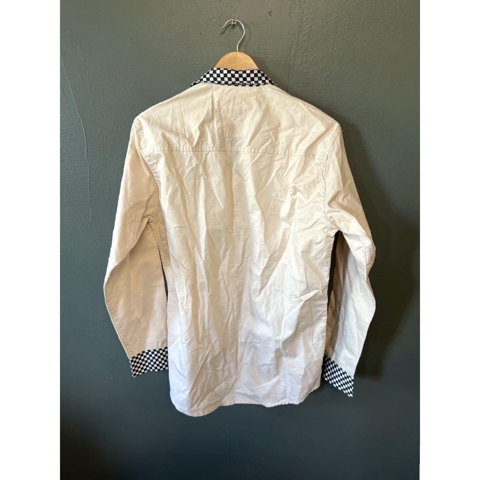 Zara Zara Shirt Womens White Long Sleeve Button-Up XL Checkered Outline Size XL Size XL / US 12-14 / IT 48-50 - 2 Thumbnail