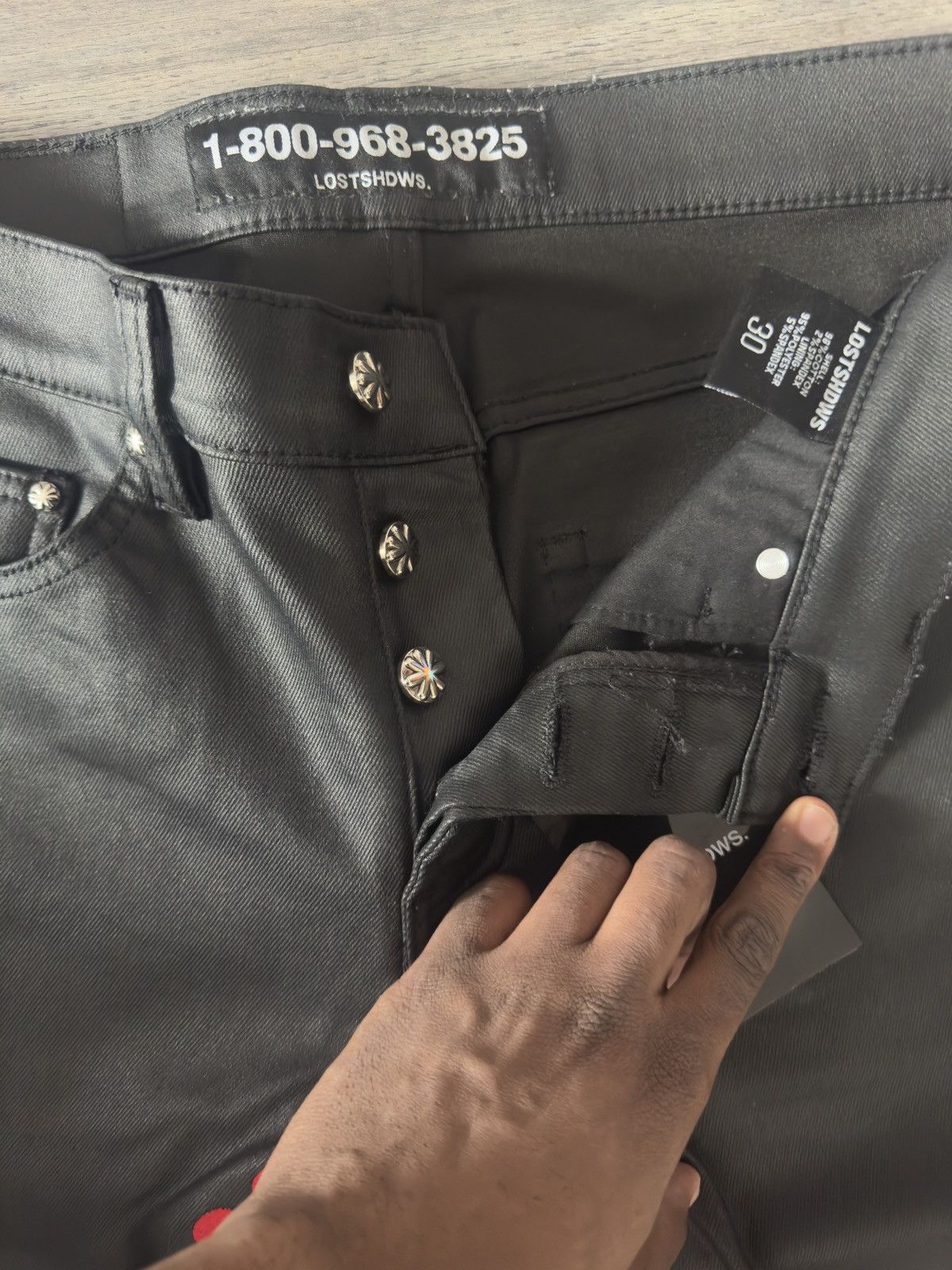 LOSTSHDWS LOSTSHDWS BLACK WAXED PANT SUN LOGO (RED) Size US 30 / EU 46 - 5 Thumbnail