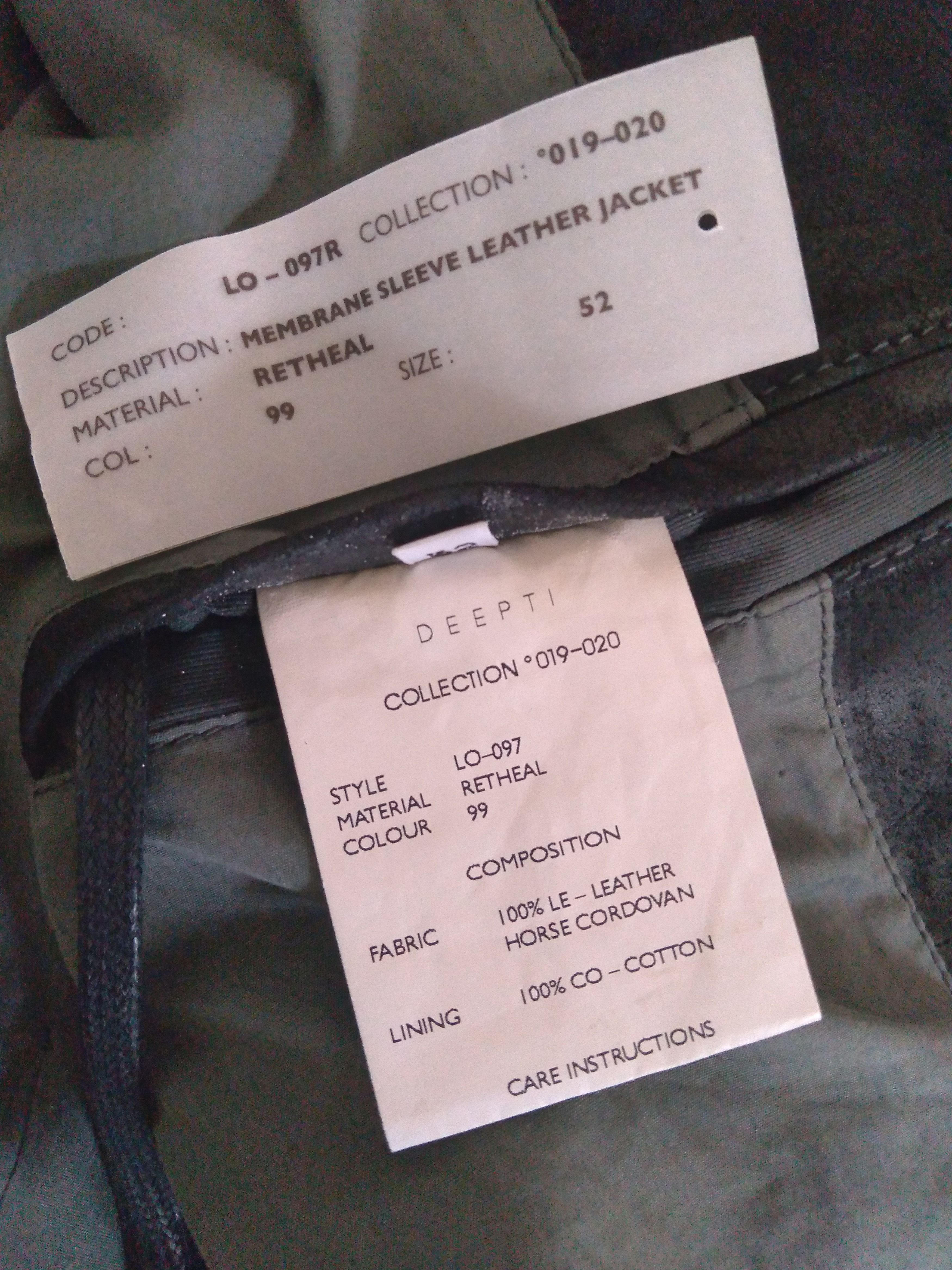 Deepti Cordovan Horse Leather Jacket Membrane Black Size 52 m-l Size US M / EU 48-50 / 2 - 10 Thumbnail