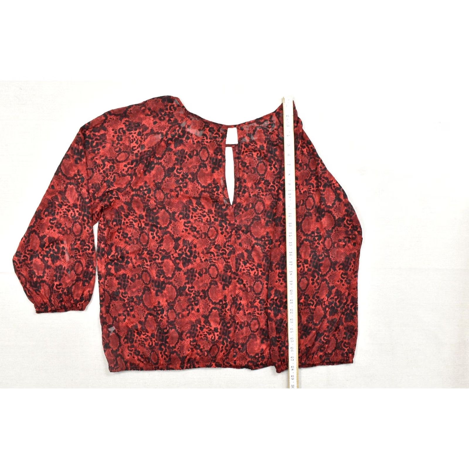Vintage VINTAGE Lane Bryant Blouse Women 24 Plus Red Black Animal Print Keyhole Back Long Sleeve Crew Neck NWT Size 4XL / US 24-26 - 5 Thumbnail
