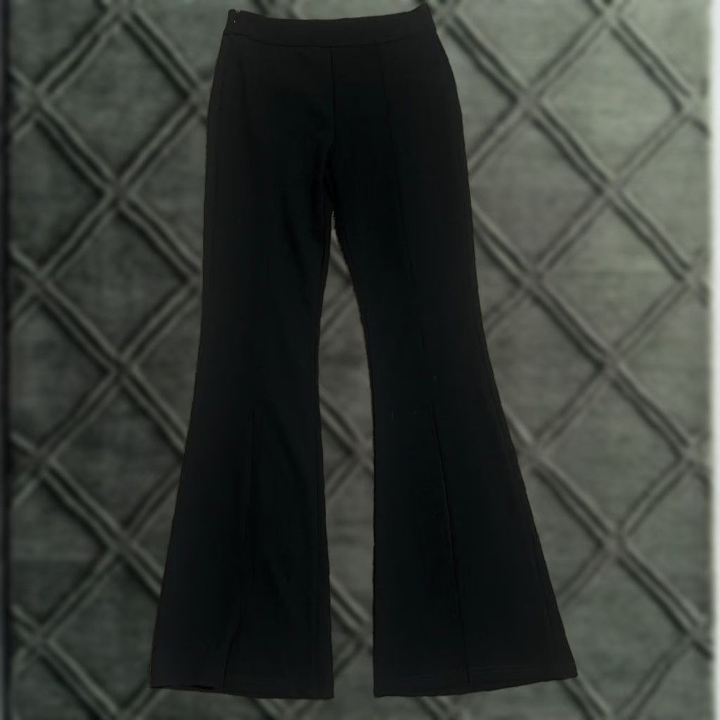 Vintage Boutique Dress Pants Womens S Black 26x33 High Rise Flared Flat Front Stretch Inseam 33 Casual Workwear Formal NWT Size 28" / US 6 / IT 42 - 1 Thumbnail