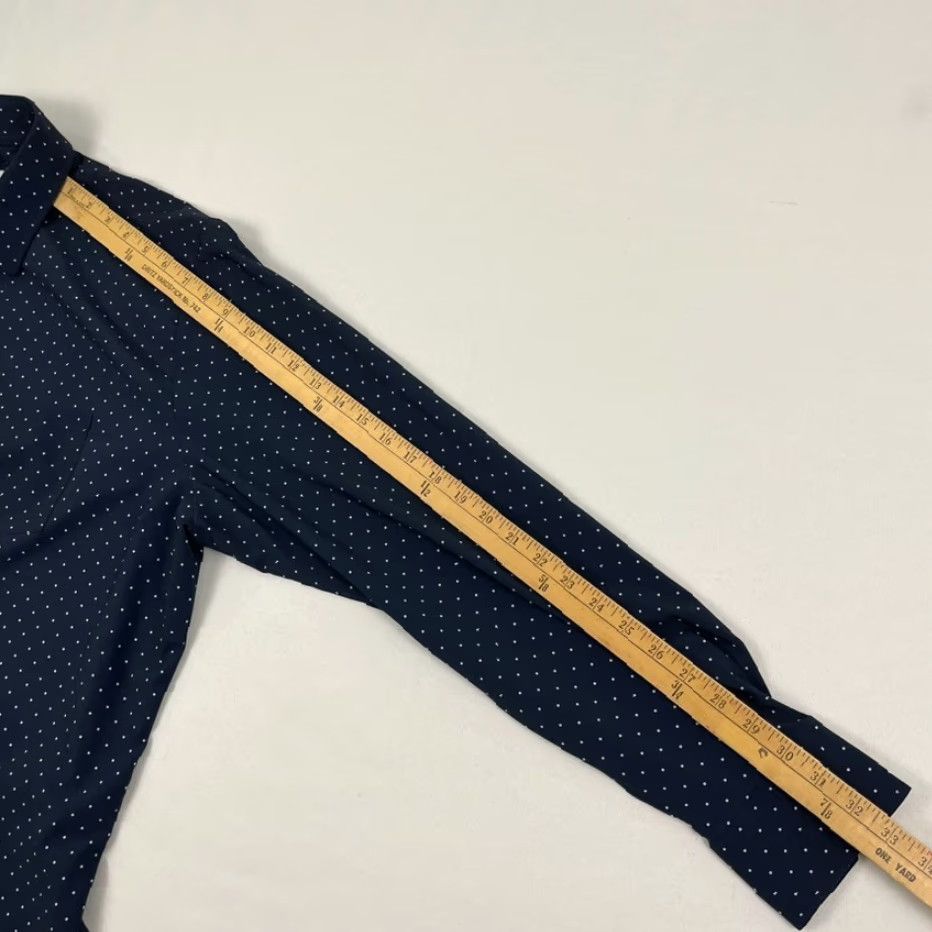 J Brand & Collar Brand Shirt Mens XL Athletic Performance Dress Button Up Blue Polka Dot shirt Size 46R - 6 Thumbnail