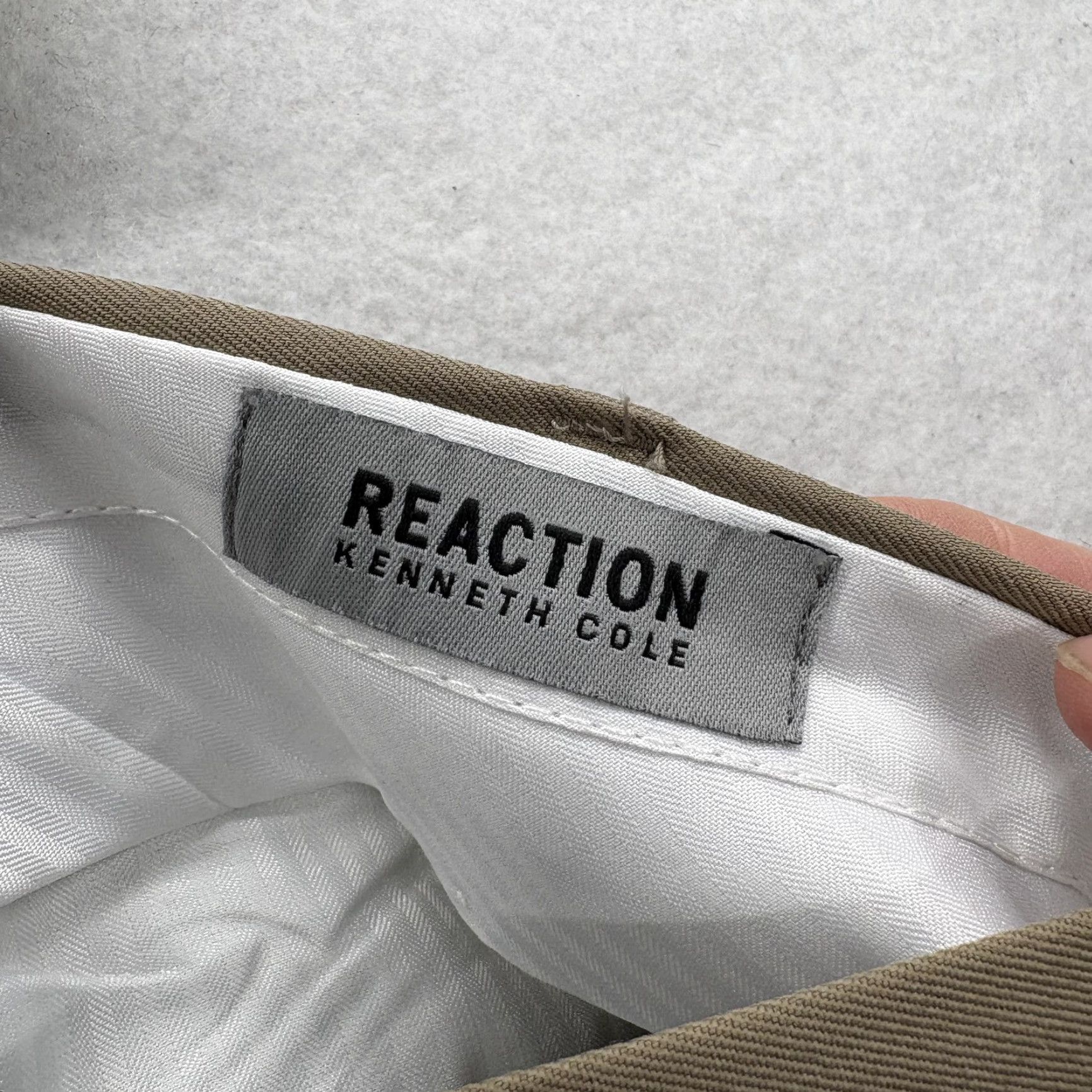 Vintage Kenneth Cole Reaction Dress Pants Mens 30x30 Beige Slim Fit Stretch NWT Business Casual Flat Front Zip Pockets Mens Size US 30 / EU 46 - 4 Thumbnail