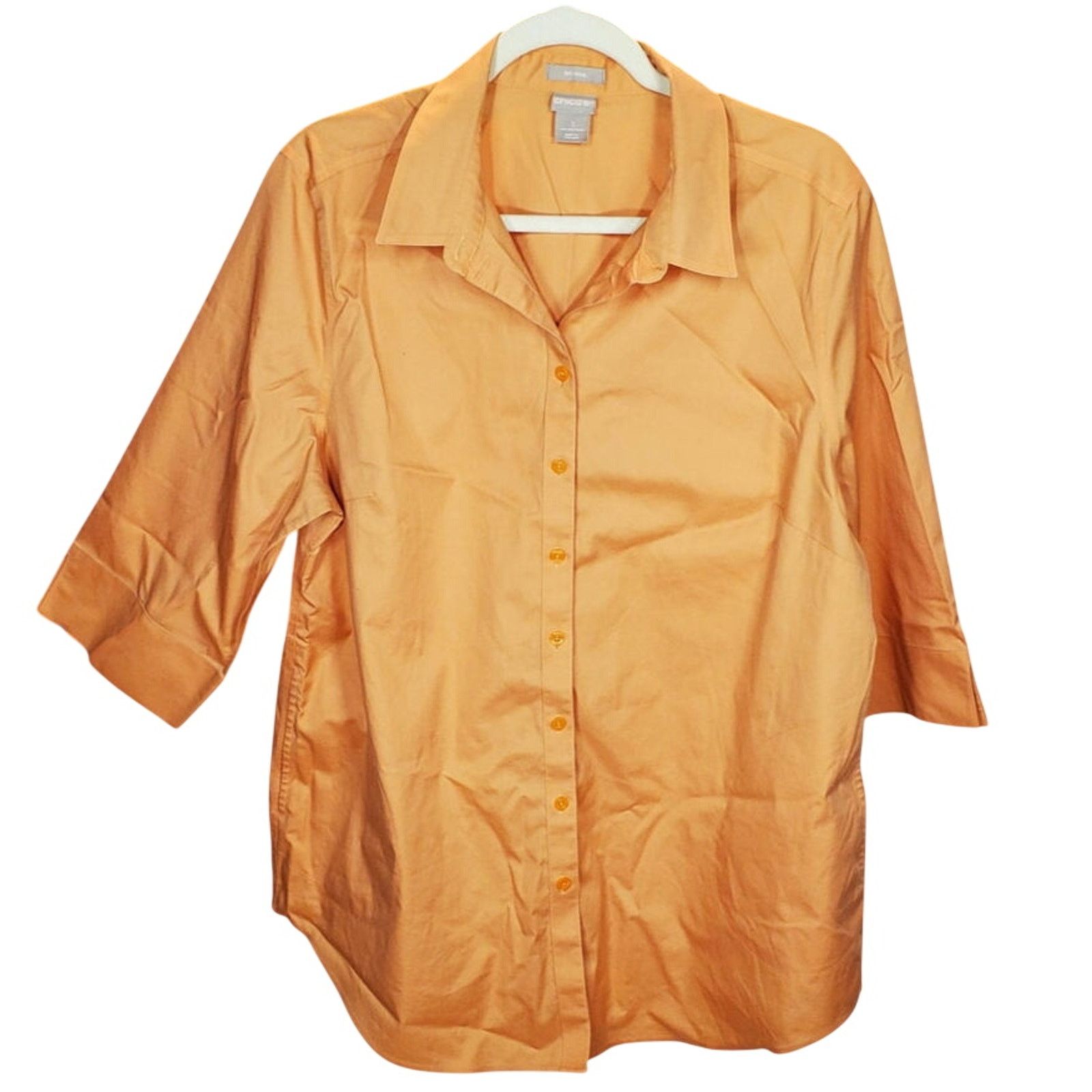 Chicos Chicos Orange No Iron Tunic Button Down Shirt 3 Size XXL / US 16-18 / IT 52-54 - 1 Thumbnail