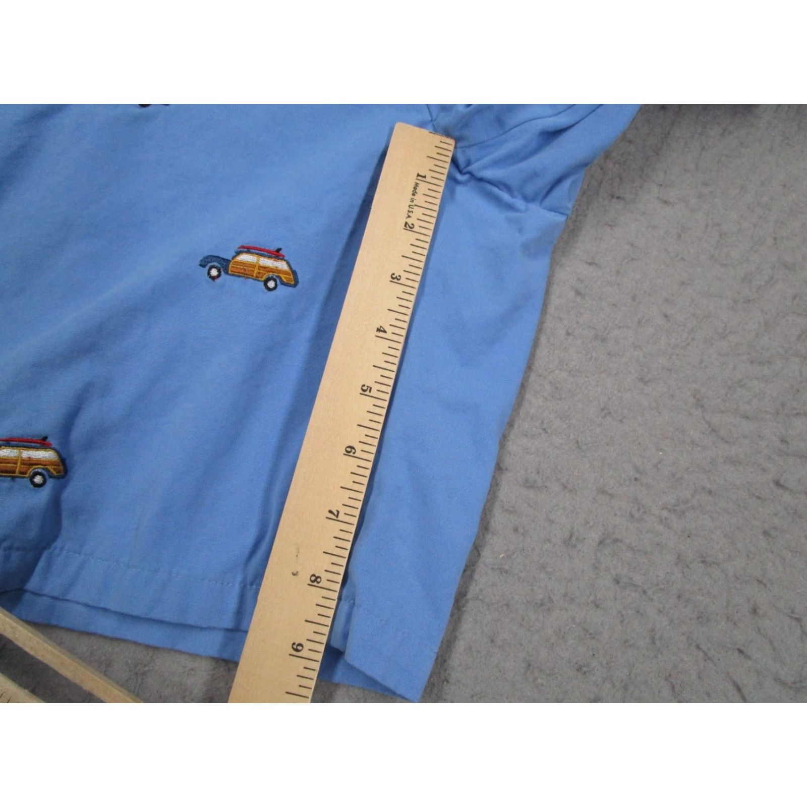 Vintage Castaway Mens 32 Blue AOP Chino Shorts - 8" Inseam, Cotton Canvas, Casual Travel Pockets, Geometric Woody Surfboard, Nantucket, Beach, Preppy Mens Size US 32 / EU 48 - 5 Thumbnail