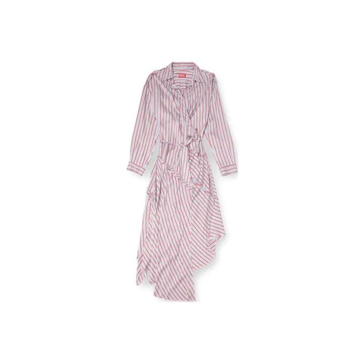 Diesel Diesel SS25 Asymmetric Striped Long Sleeve Dress 0079 Size L / US 10 / IT 46 - 1 Thumbnail