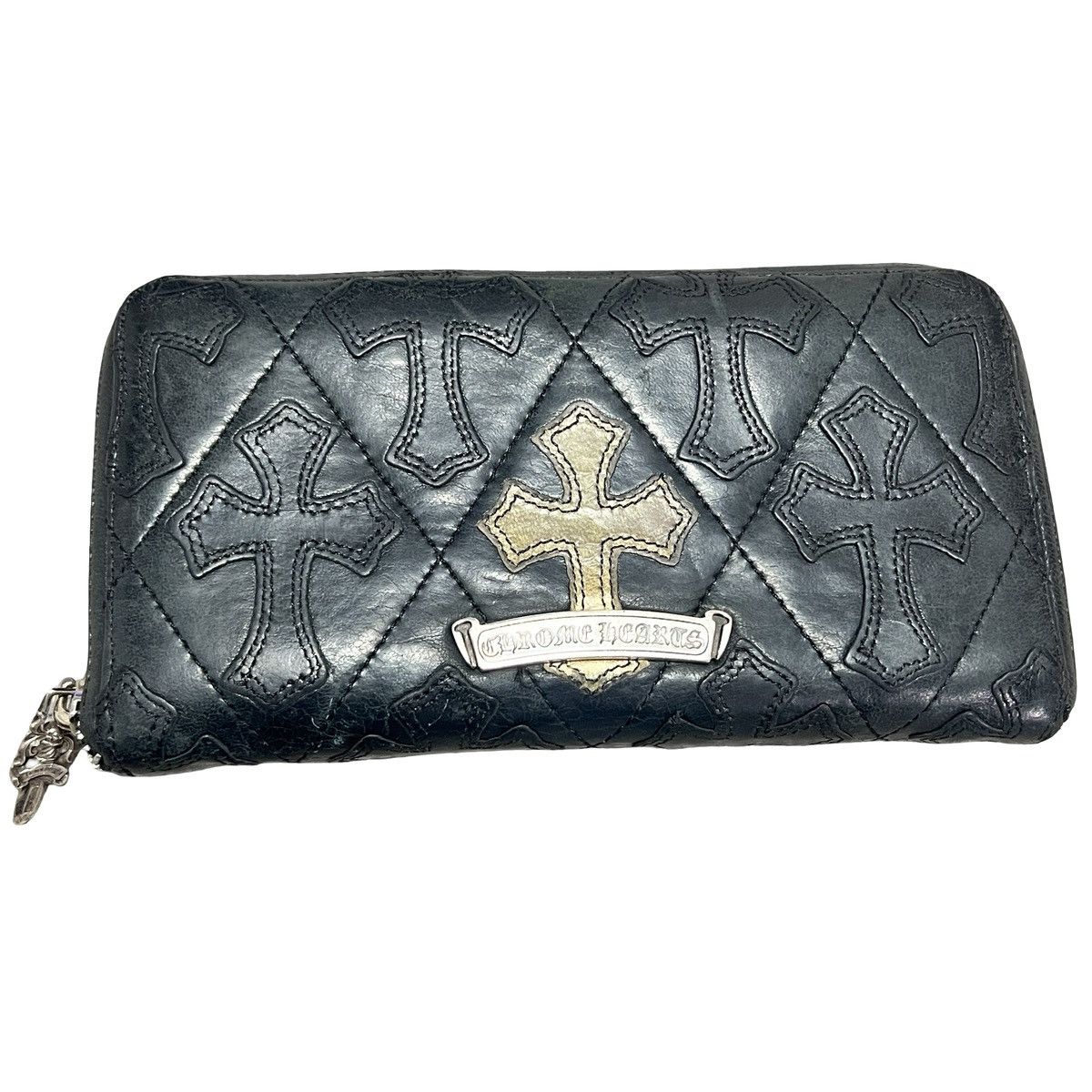 Chrome Hearts CHROME HEARTS Cemetery Cross Patch Round Zip Wallet Black Size ONE SIZE - 2 Thumbnail