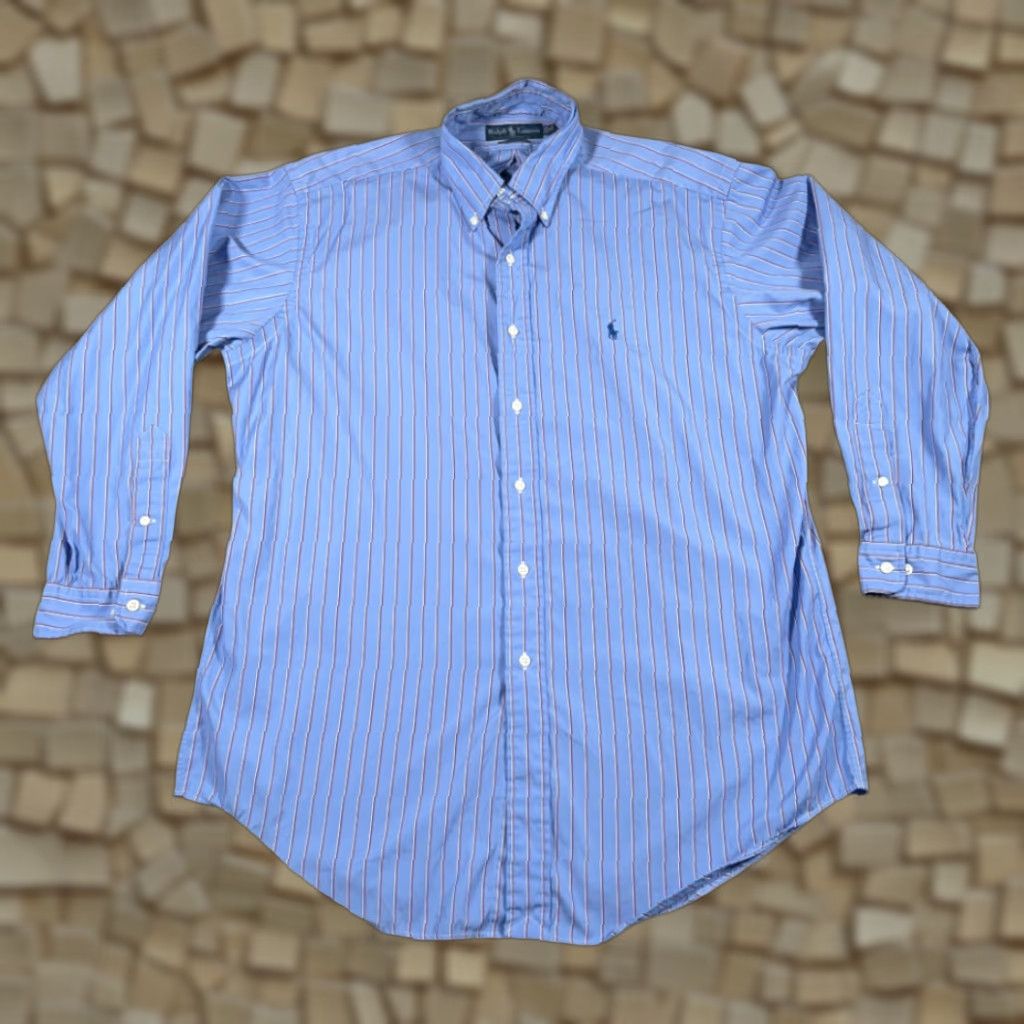 Ralph Lauren VINTAGE Ralph Lauren Shirt Adult L Blue Striped Classic Fit Pony Logo Y2K Size US L / EU 52-54 / 3 - 1 Thumbnail