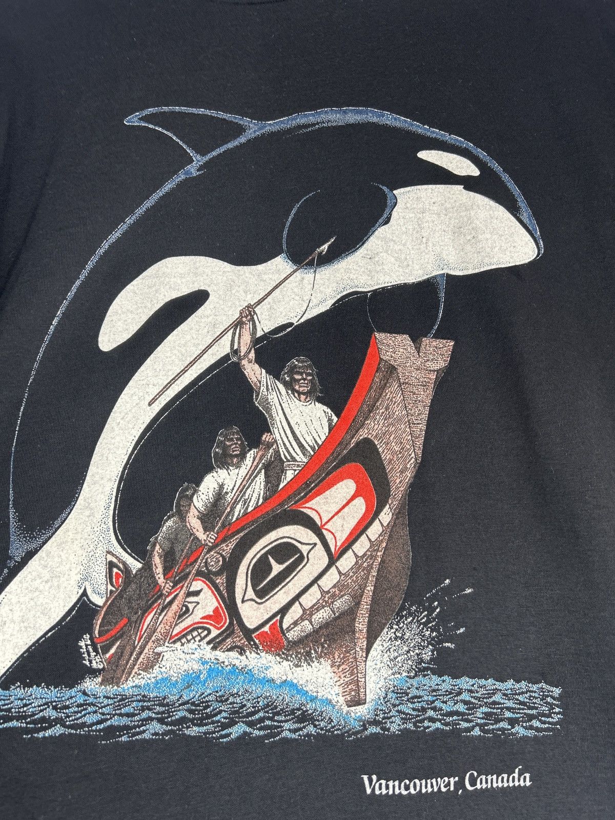 Vintage Vintage 90s Orca Hunter Harlequin Nature Graphics Tee Size US XL / EU 56 / 4 - 2 Thumbnail