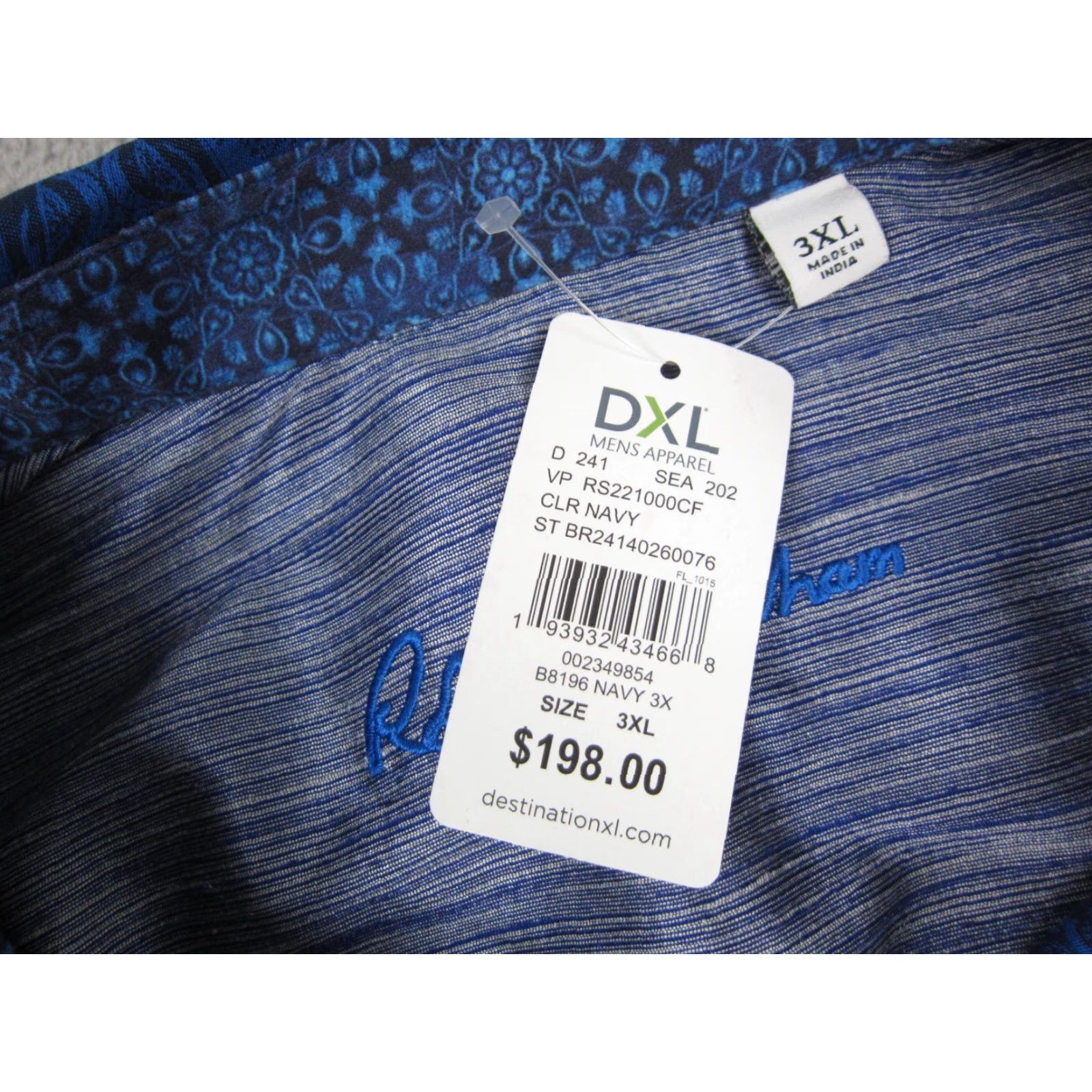 Robert Graham Robert Graham Shirt Mens 3XL Blue Highland Damask Jacquard Button Down Shirt Size US XXL / EU 58 / 5 - 5 Thumbnail