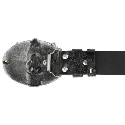 Japanese Brand Skull Embossed Split Leather Belt Size ONE SIZE - 4 Thumbnail