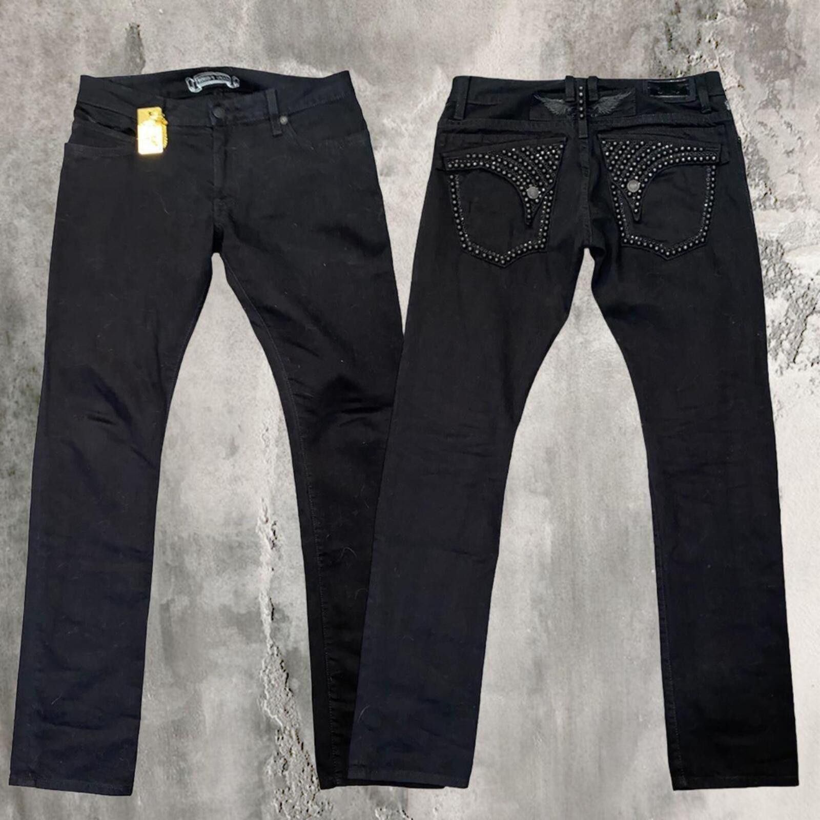 True Religion All Black Studded Robins Jean Size US 32 / EU 48 - 1 Thumbnail