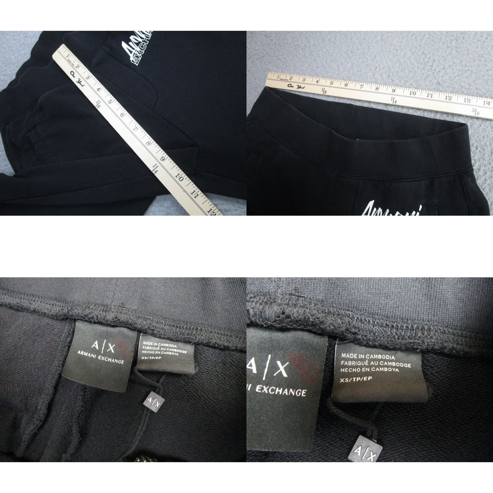 Armani Exchange Armani Exchange Sweatpants Mens XS Black Fleece Joggers Elastic Waist Logo Size US 27 - 8 Thumbnail