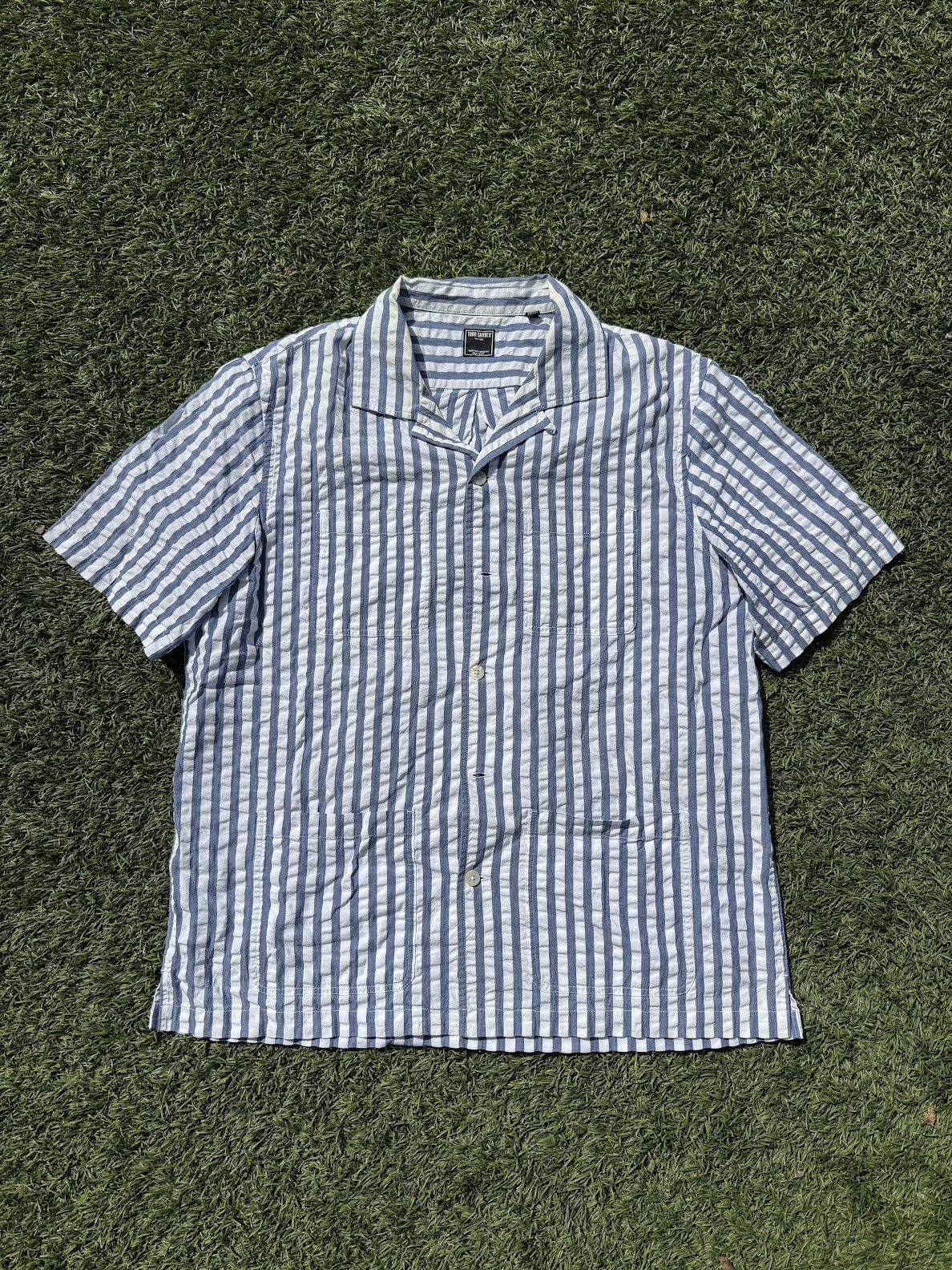 Todd Snyder Striped Seersucker Guayabera Shirt Size US XL / EU 56 / 4 - 1 Thumbnail