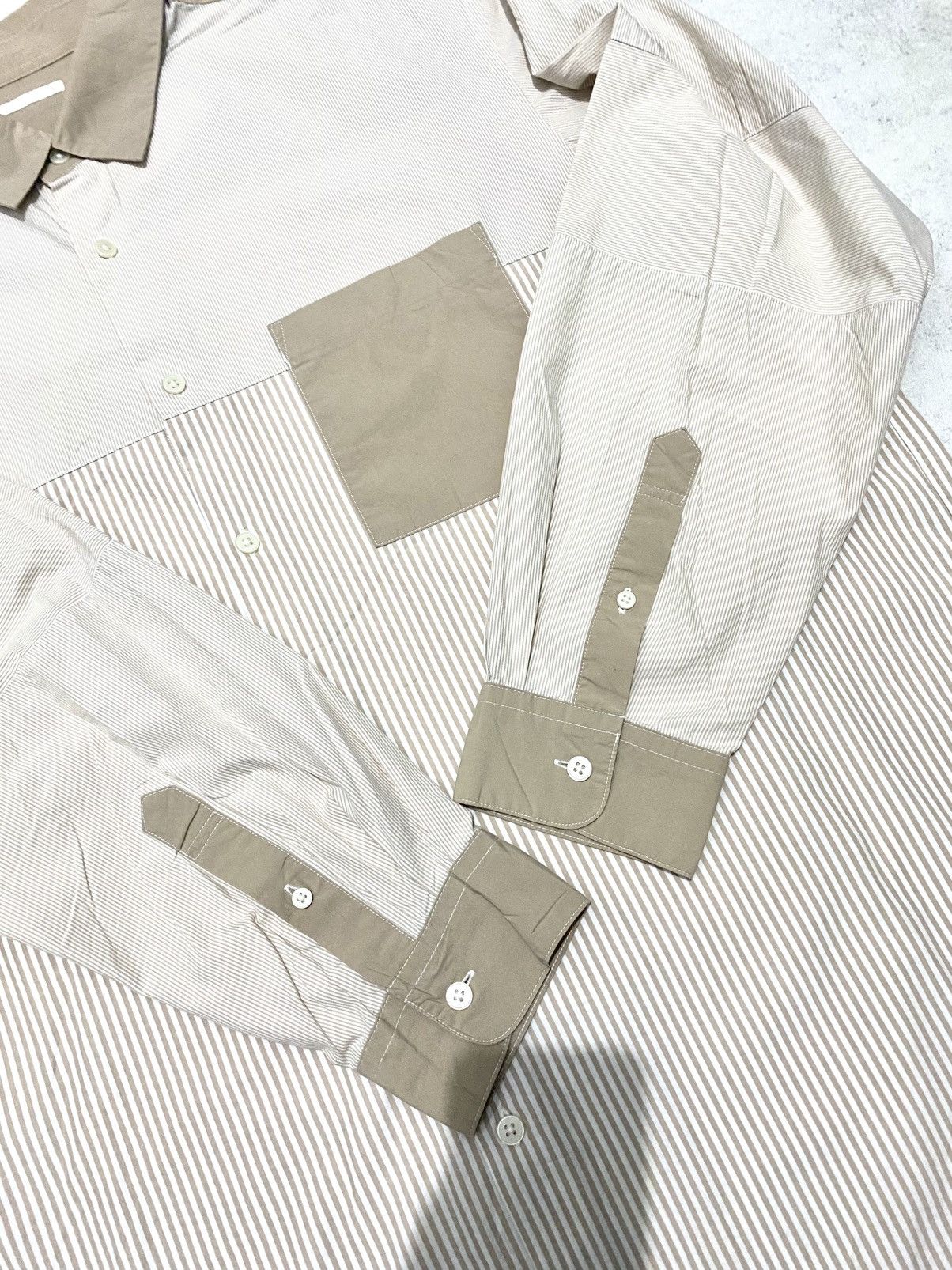 GU × Japanese Brand GU Mix Stripe Brown Shirt Button Size US L / EU 52-54 / 3 - 4 Thumbnail