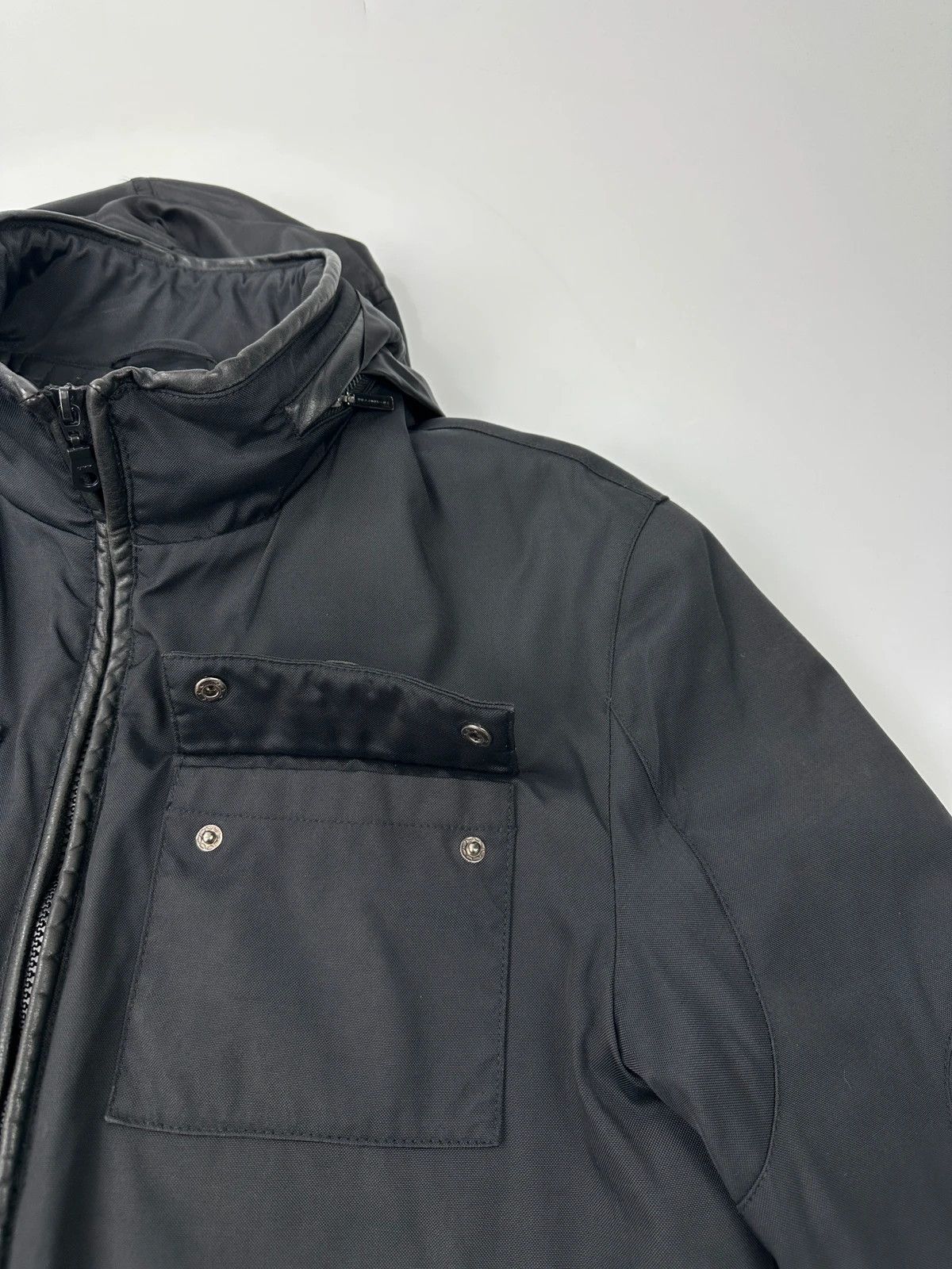 Versace Versace Black Cotton & Leather Padded Bomber Jacket Hoded Size US M / EU 48-50 / 2 - 7 Thumbnail