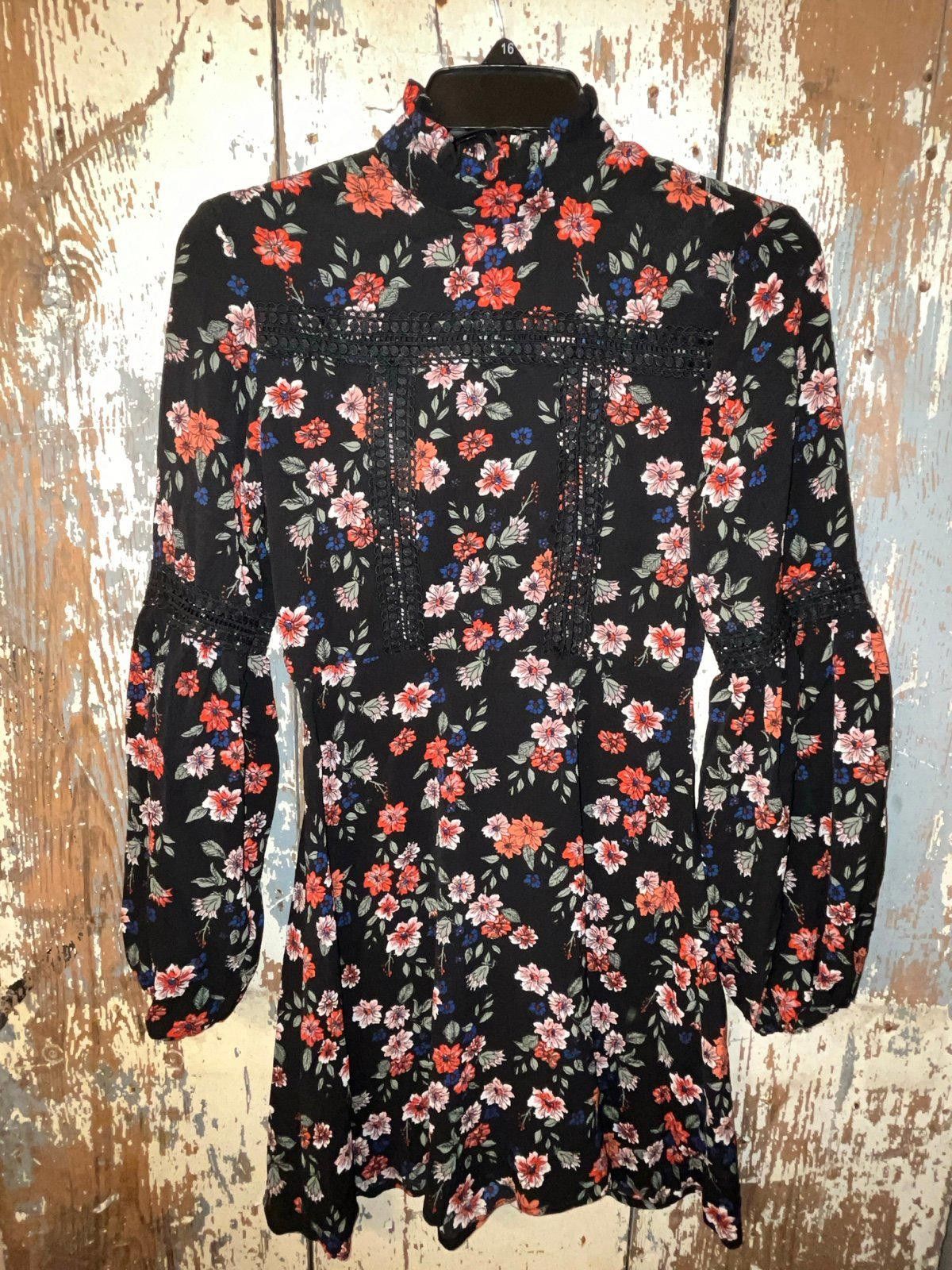 Designer NWT Free Generation Los Angeles Dress, Small, black floral Size S / US 4 / IT 40 - 1 Thumbnail