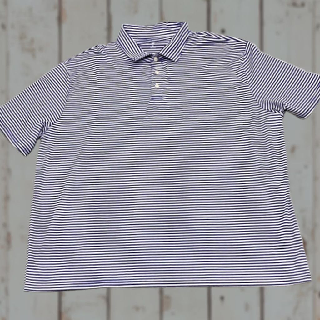 Vintage Crown & Ivy Polo Shirt Men's XL Blue Striped Casual Golf Polo Shirt XL Mens Size US XL / EU 56 / 4 - 1 Thumbnail