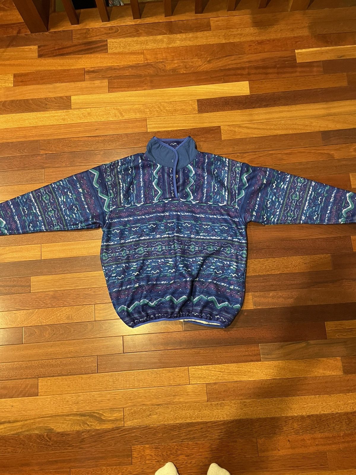 Vintage Crazy Vintage 1990s Aztec Blue T-Snap Synchilla Sweater Size US L / EU 52-54 / 3 - 1 Thumbnail