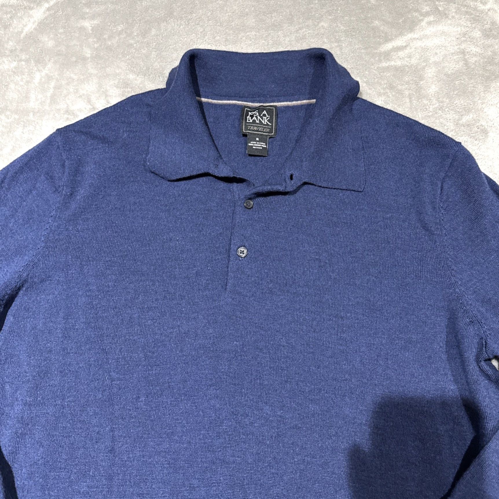 Jos. A. Bank Jos A Bank Polo Sweater Men XL Merino Wool Blue Long Sleeve Preppy Wealth Size US XL / EU 56 / 4 - 2 Thumbnail