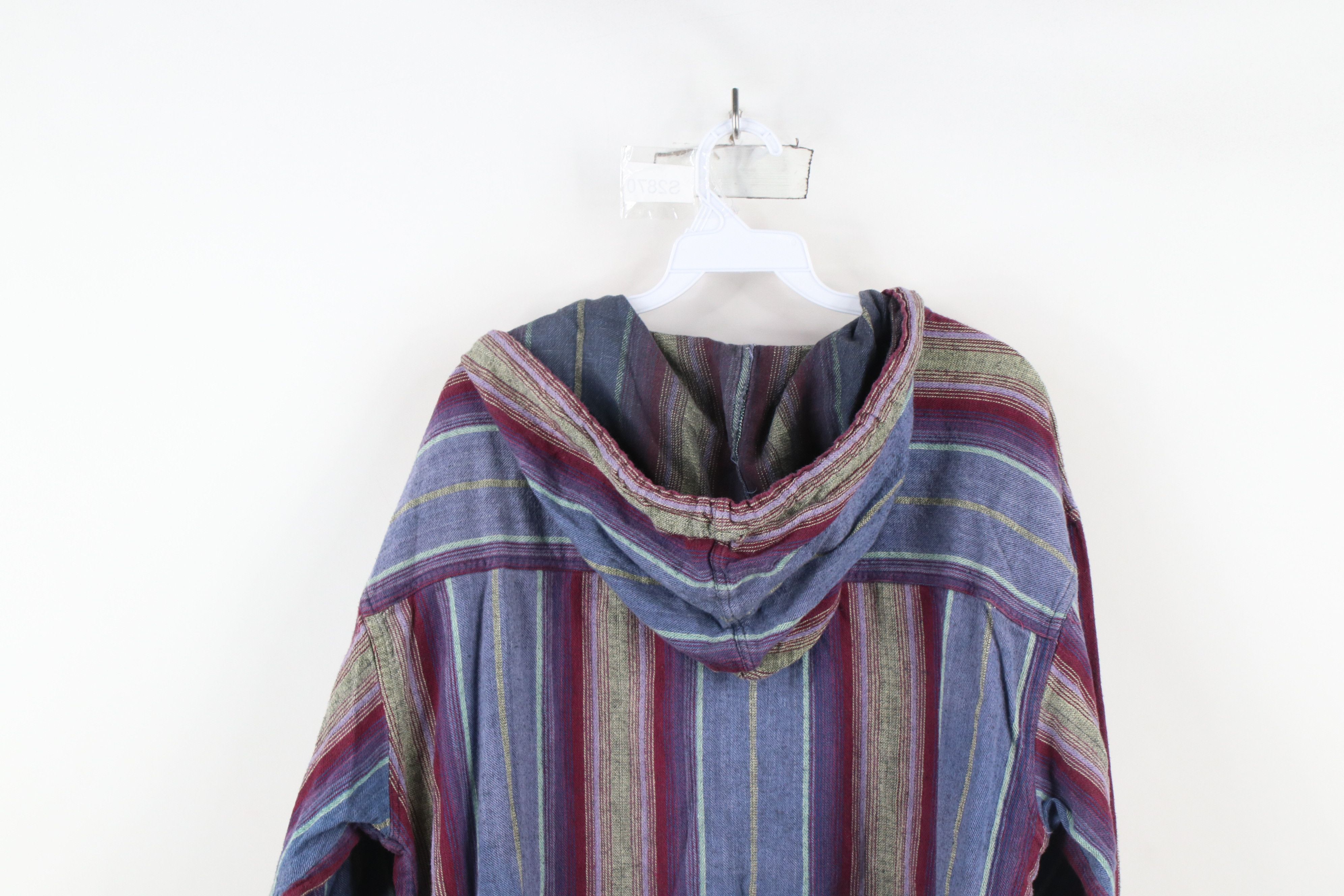 Vintage Vintage 90s Streetwear Rainbow Striped Block Knit Hoodie Size US L / EU 52-54 / 3 - 12 Thumbnail