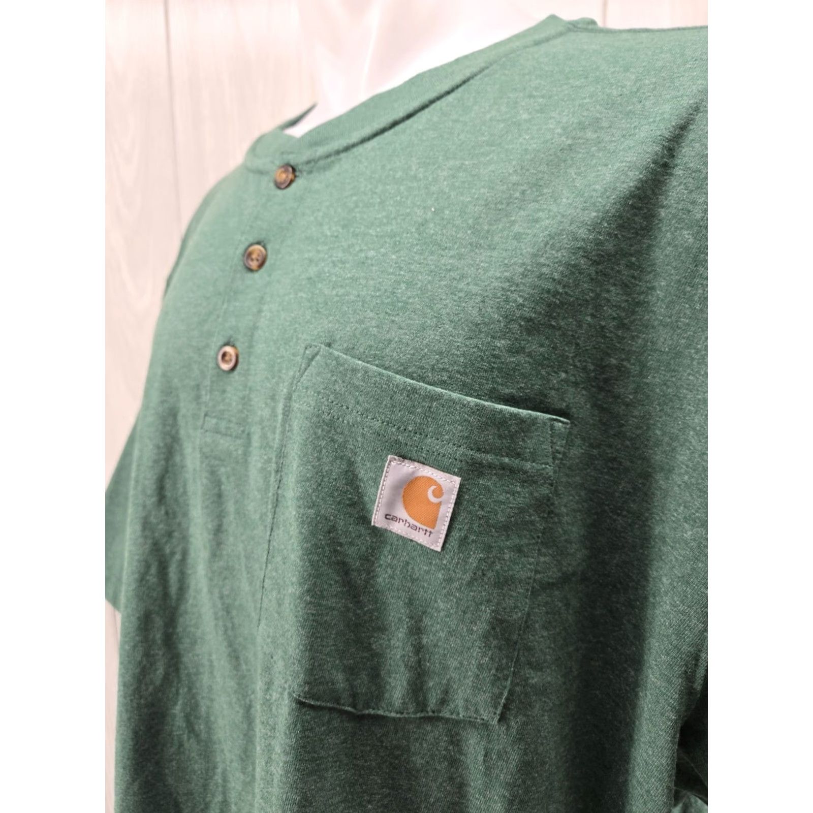 Carhartt VINTAGE Carhartt Heavyweight Pocket Henley Green T Shirt Mens 3XL K84 G55 3 Button Size US XXL / EU 58 / 5 - 5 Thumbnail