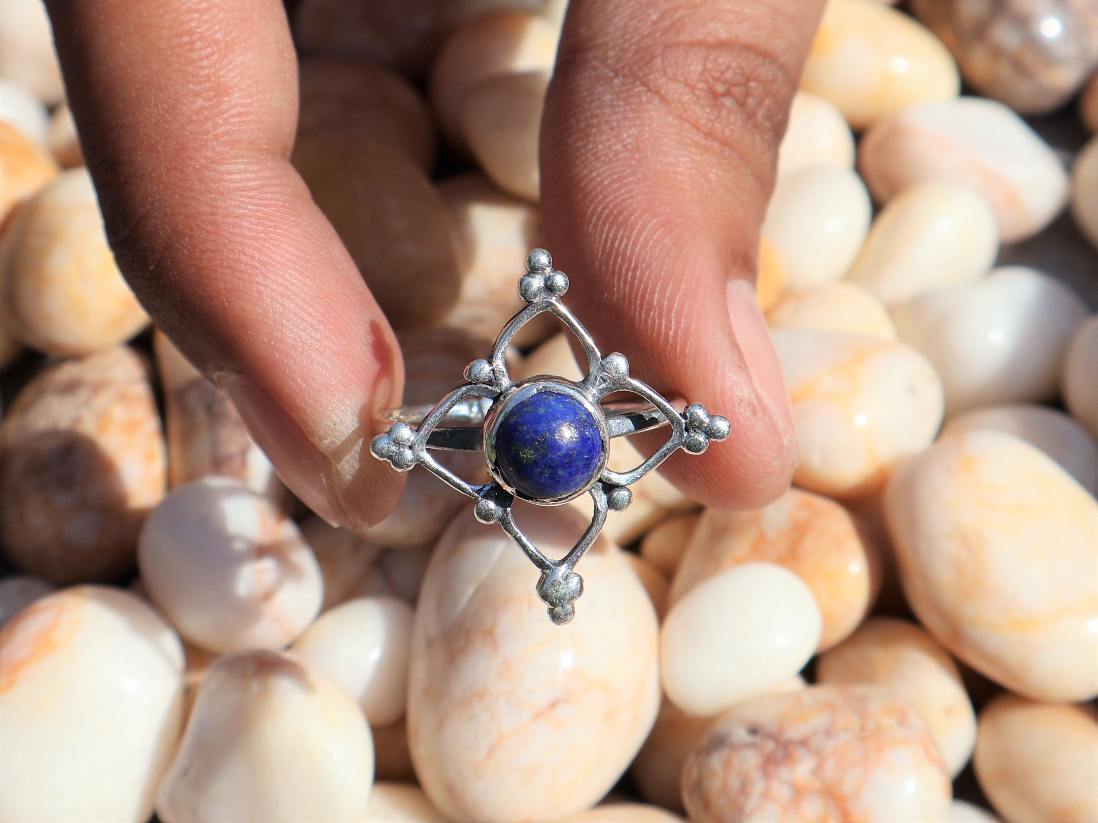Handmade Lapis Lazuli Ring, 925 Sterling Silver, Handmade Women Ring, Size ONE SIZE - 2 Thumbnail