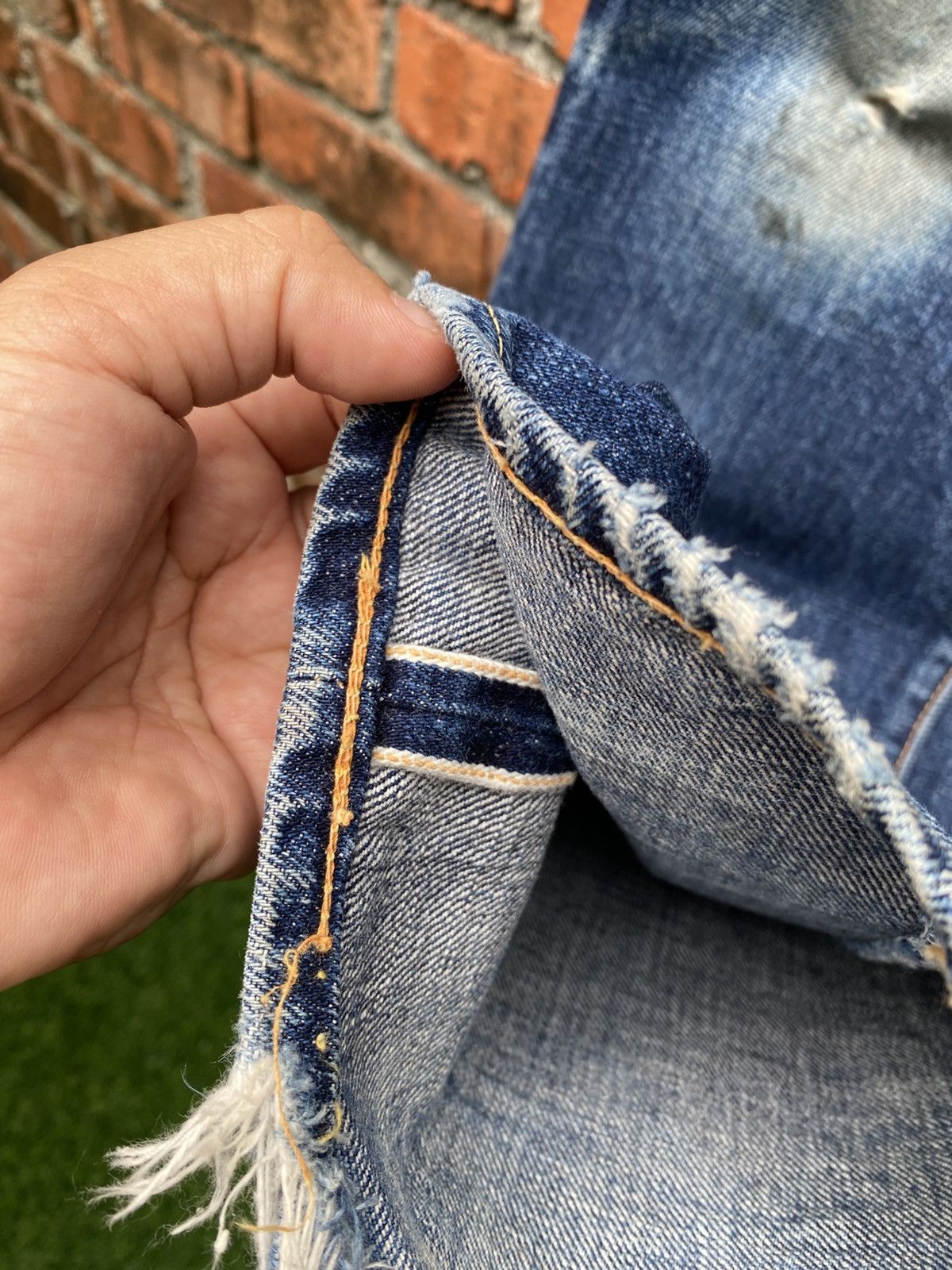 Denime W34x31 vintage denime redline leather patch jerky JAPAN Size US 34 / EU 50 - 8 Thumbnail