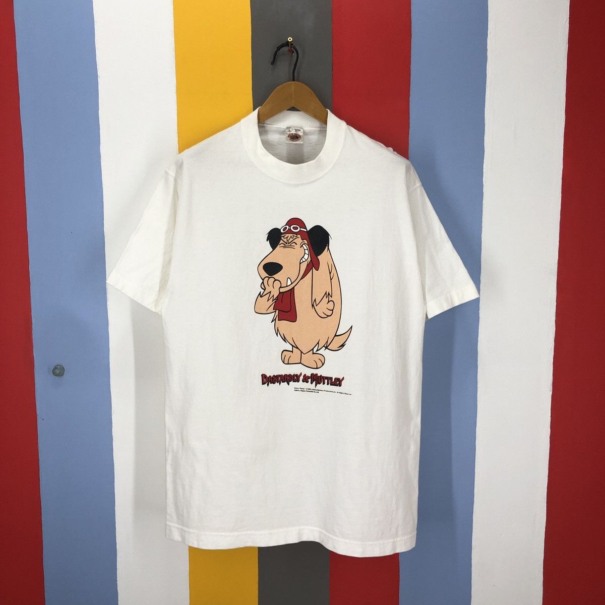 image of Cartoon Network x Fruit Of The Loom 1994 Vintage Wacky Races Dastardly & Muttley Tees 1475/ay in Wh