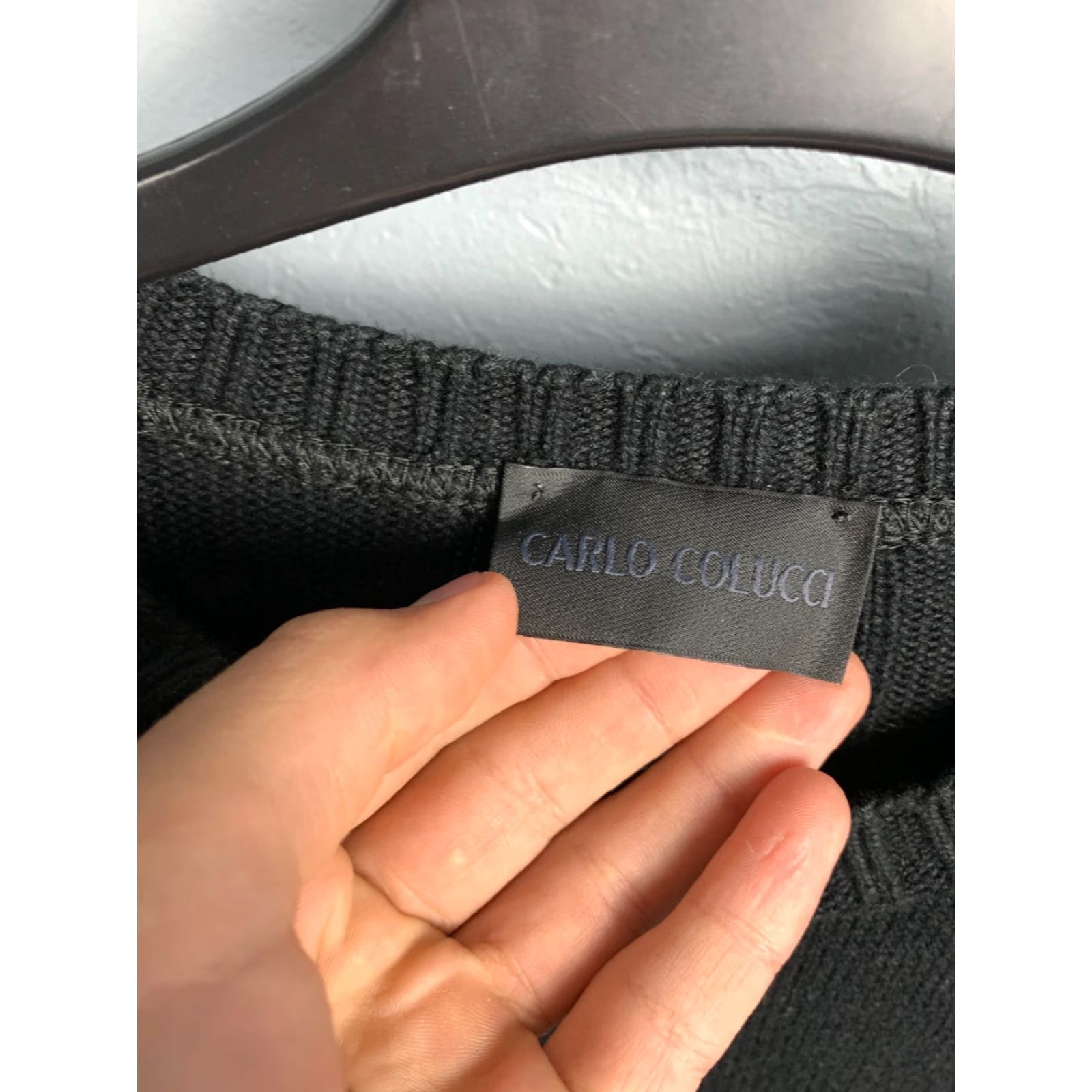 Carlo Colucci Carlo Colucci Mens Vintage Knit Crew Neck Sweater L Black Size US L / EU 52-54 / 3 - 4 Thumbnail