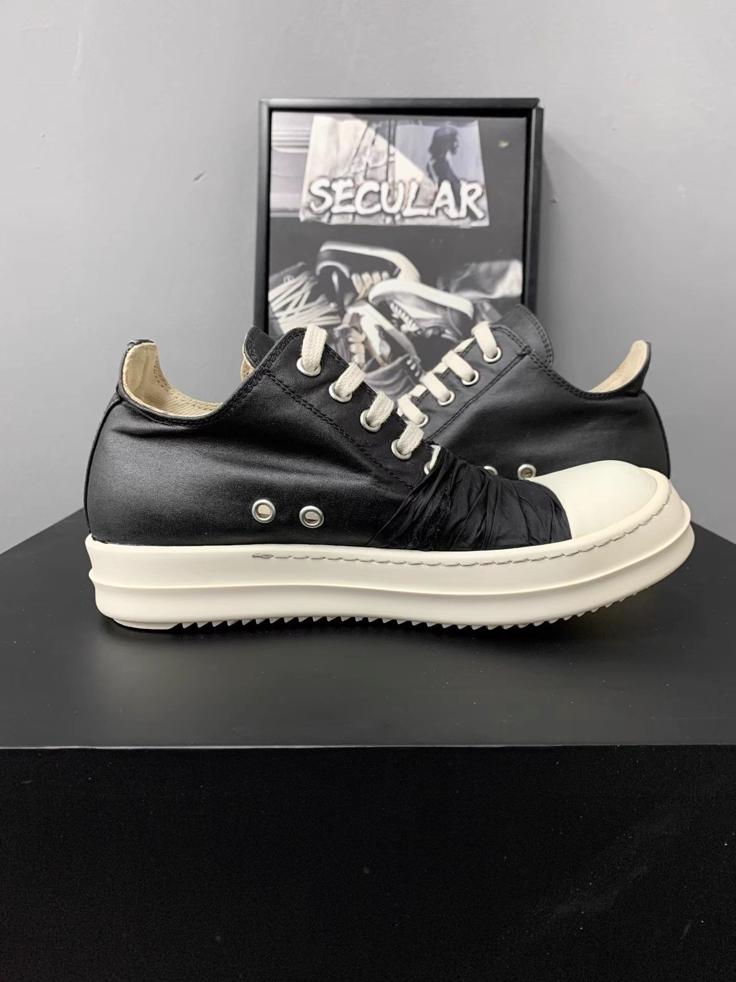 Rick Owens Rick Owens DRKSHDW Black Silk Big Converse K34 Size US 5.5 / IT 35.5 - 5 Thumbnail