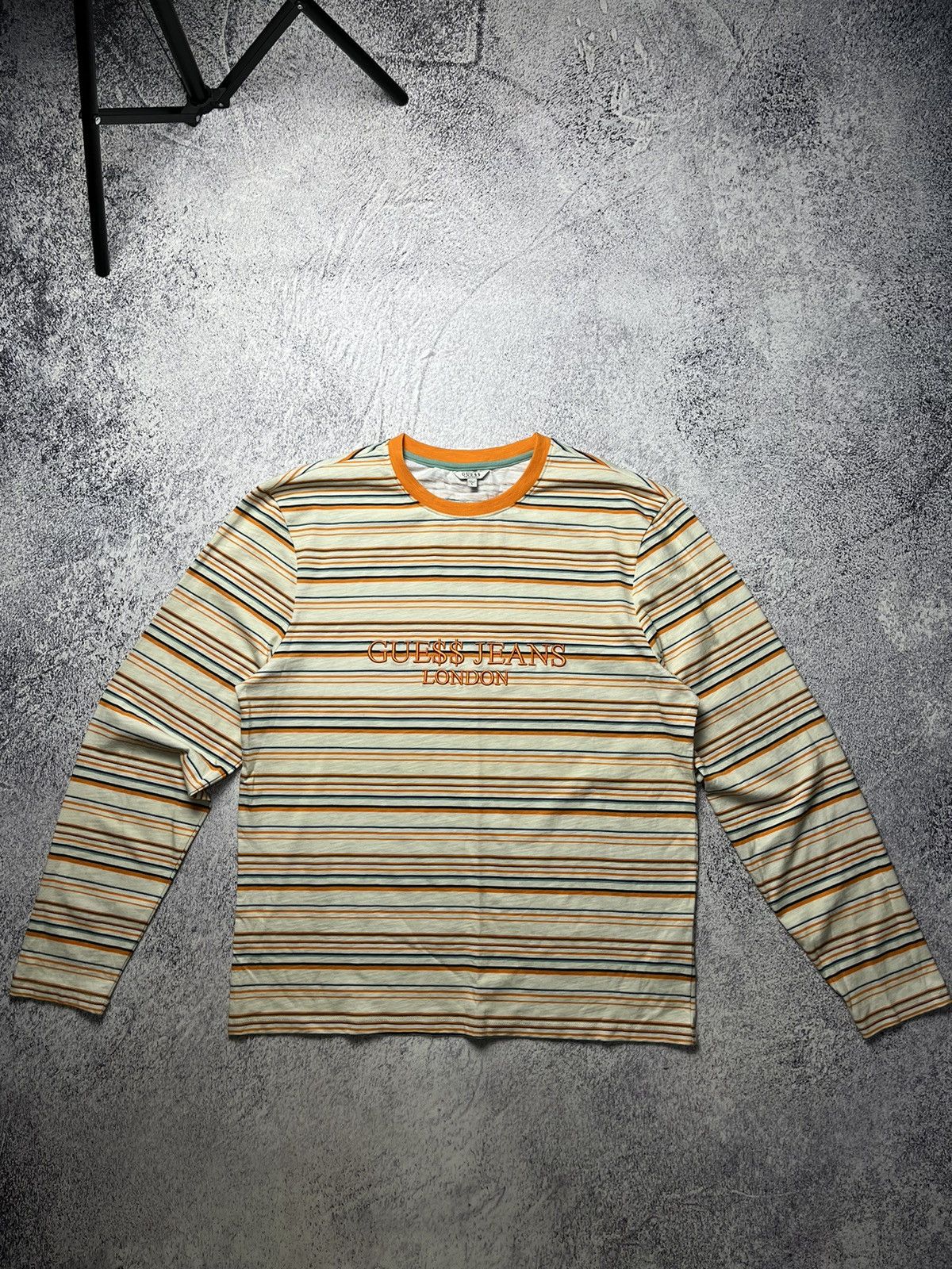 Asap Rocky Guess Vintage Guess x A AP Rocky Long Sleeve Orange Striped T Shirt Grailed