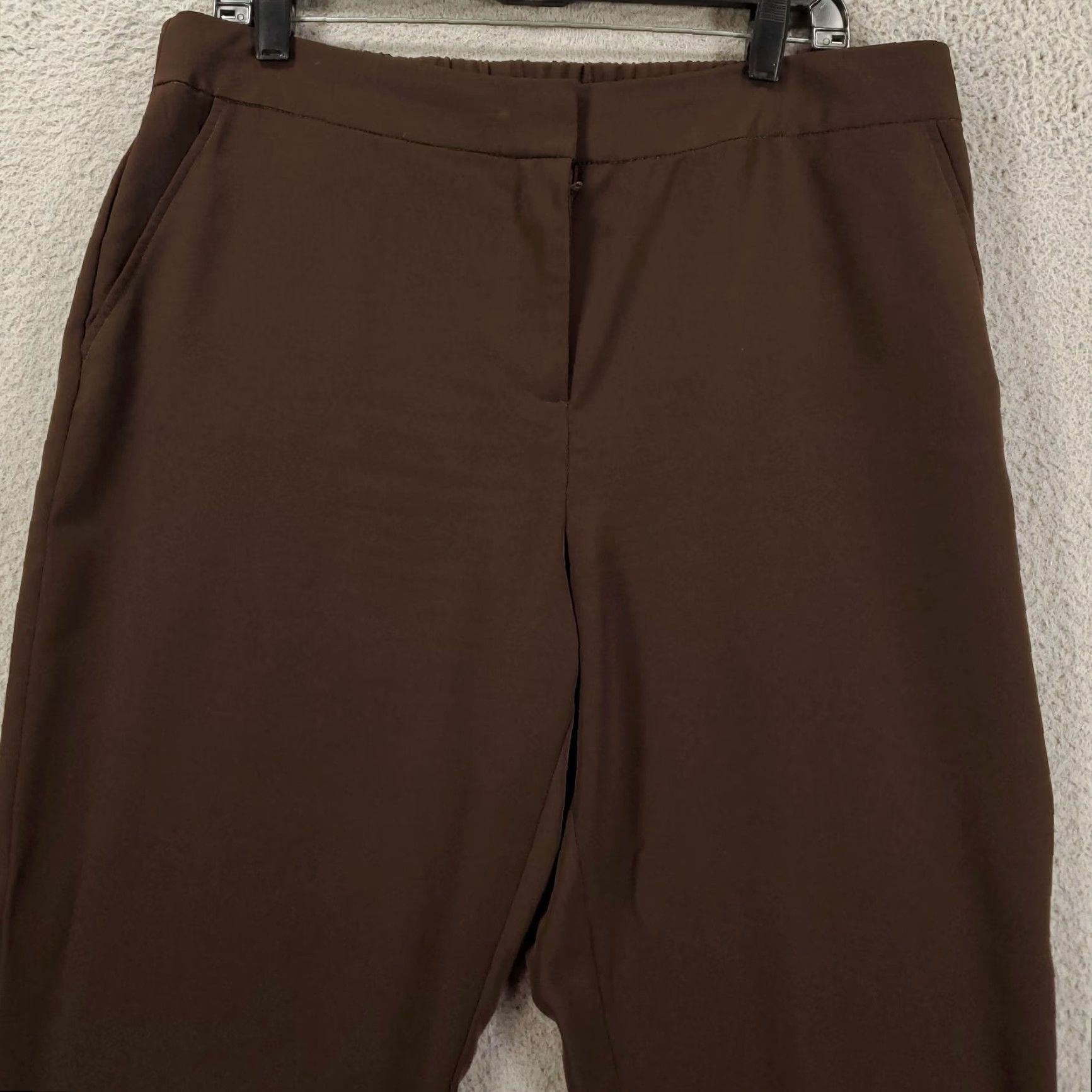 Vintage Chicos Pants Womens Large Brown Ruched Ankle Lightweight Tapered Regular Flat Front Zip Pockets Casual City Preppy Classic Size 36" / US 14 / IT 50 - 2 Thumbnail