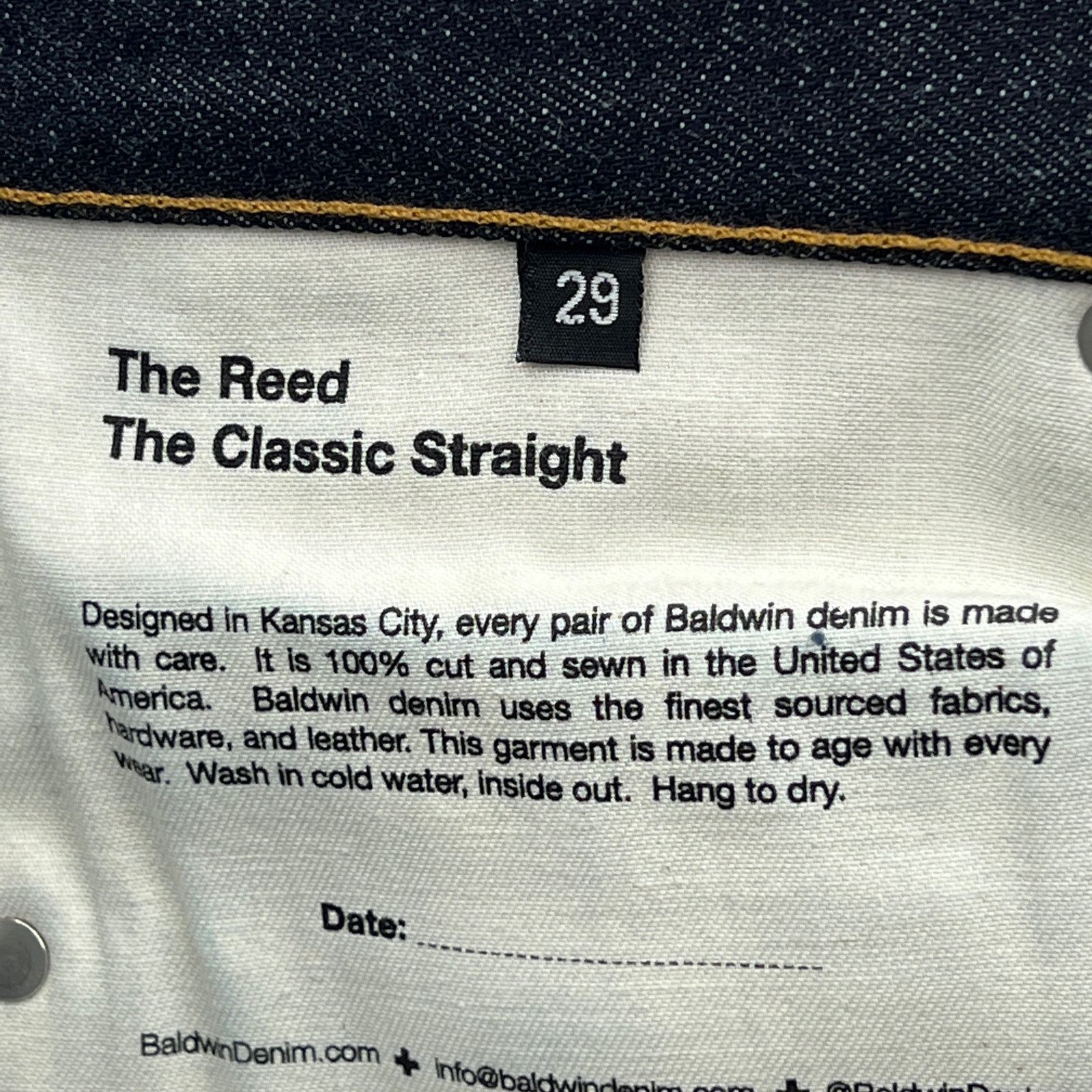 Baldwin Baldwin Reed Classic Straight Leg Jeans Dark Wash Selvage Size US 29 - 6 Thumbnail