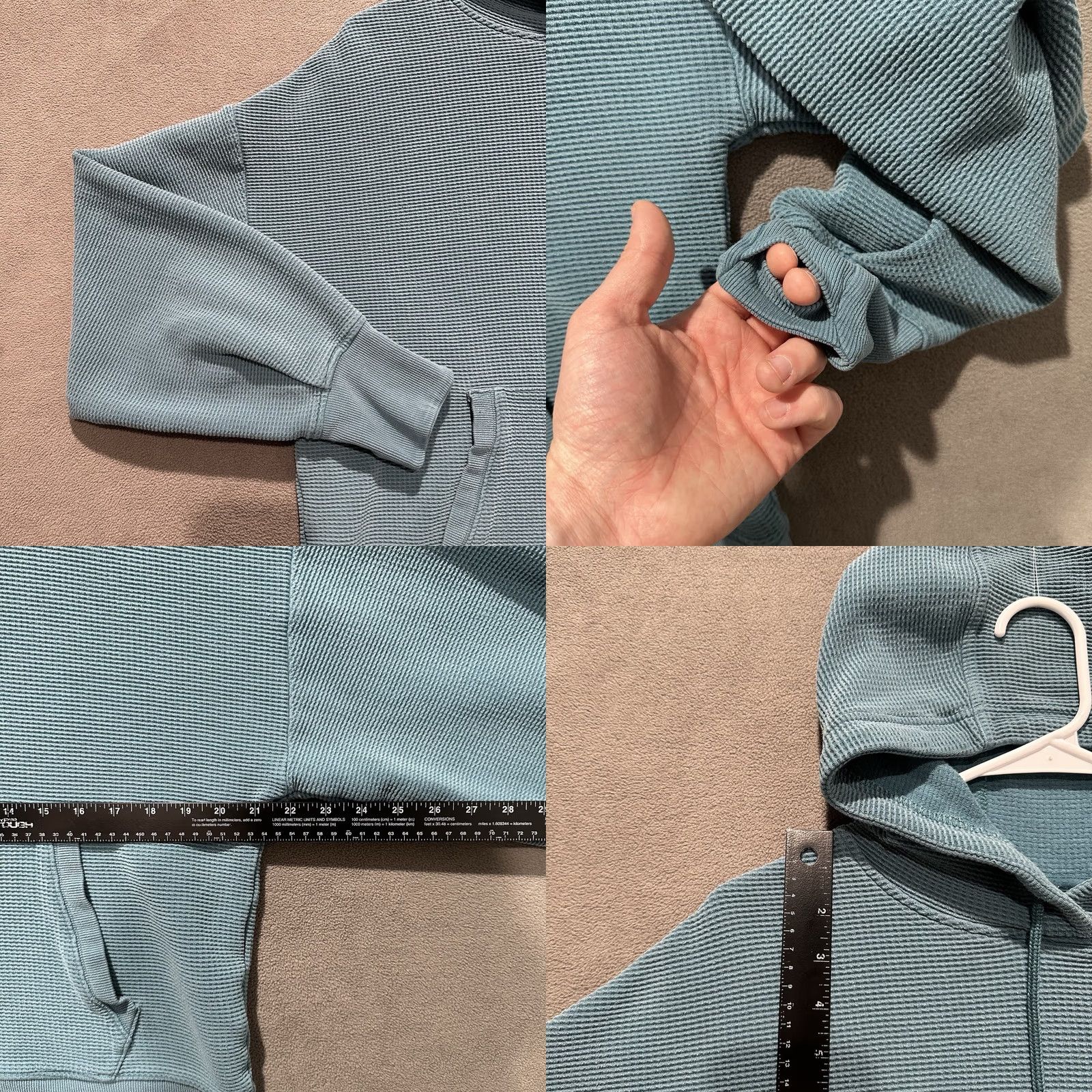 Athleta Athleta Hoodie Womens Large Teal Blue Pullover Hooded Hand Drawstring Crew Neck Activewear Running & Jogging, Walking Knit Cotton, Lyocell Size L / US 10 / IT 46 - 8 Thumbnail