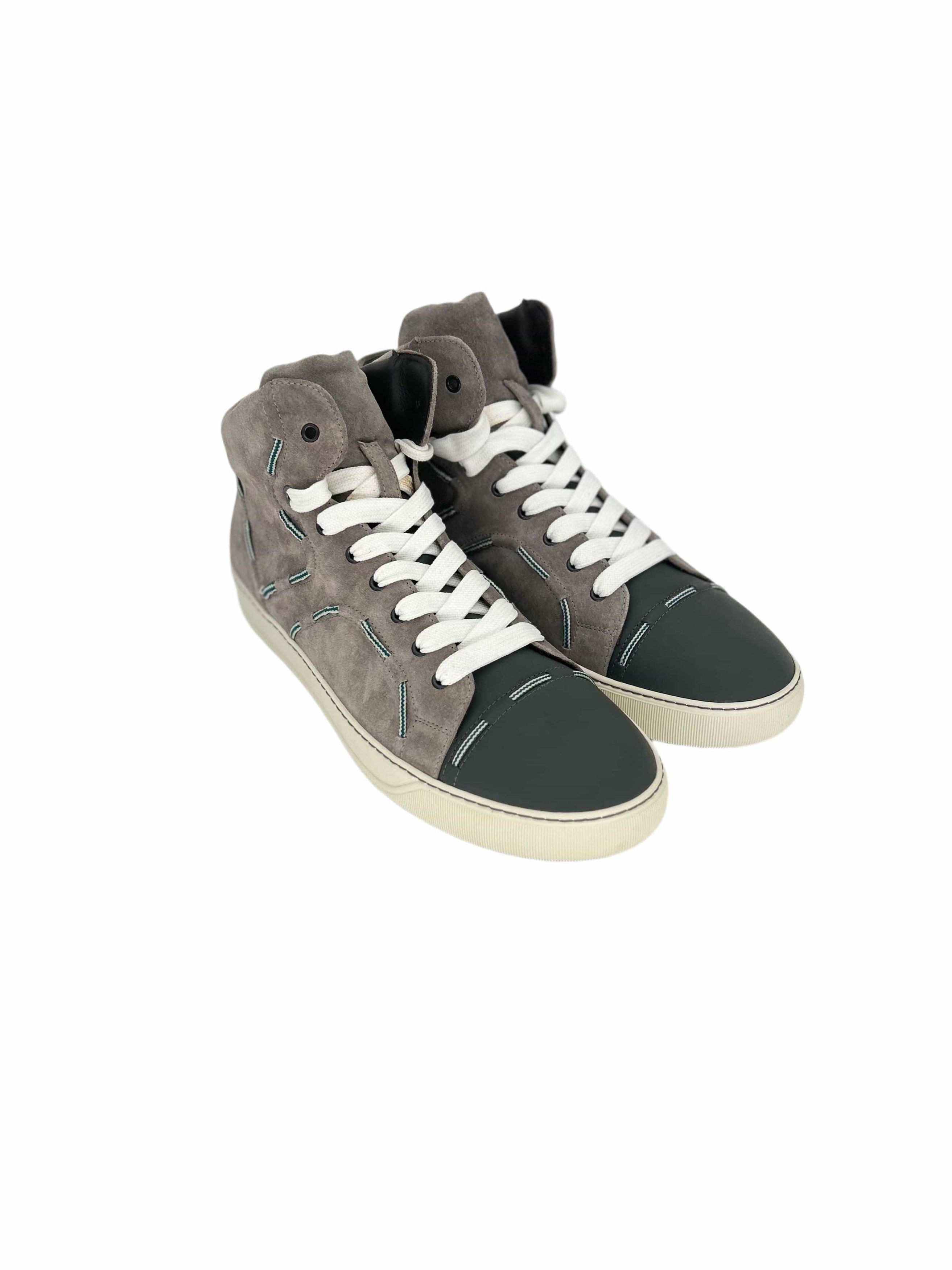 Lanvin Grey Suede Leather High Top Trainers Size US 11 / EU 44 - 1 Thumbnail