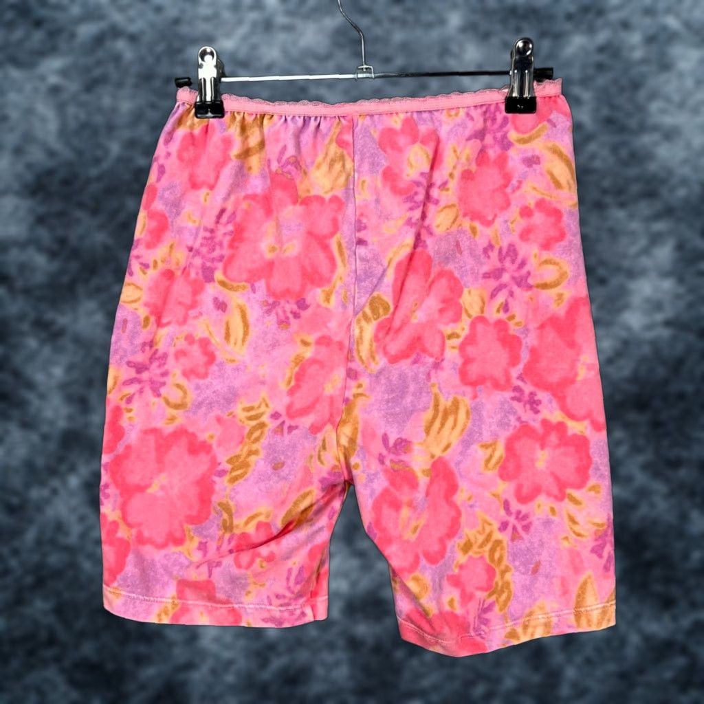 Aeropostale Aeropostale Shorts Biker Pink Floral Cotton Elastane Elastic Waist XS Womens Summer Inseam 6in High Rise Size 26" / US 2 / IT 38 - 1 Thumbnail