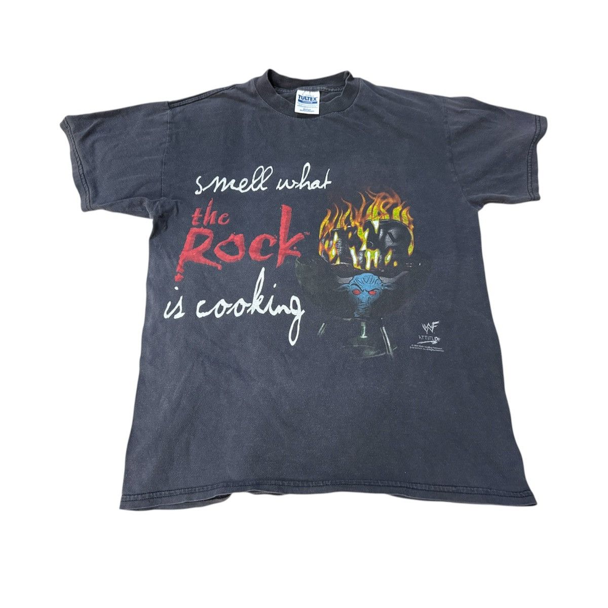 WWF Vintage 90s WWF Smell What the Rock is Cookin T Shirt Size US M / EU 48-50 / 2 - 1 Thumbnail