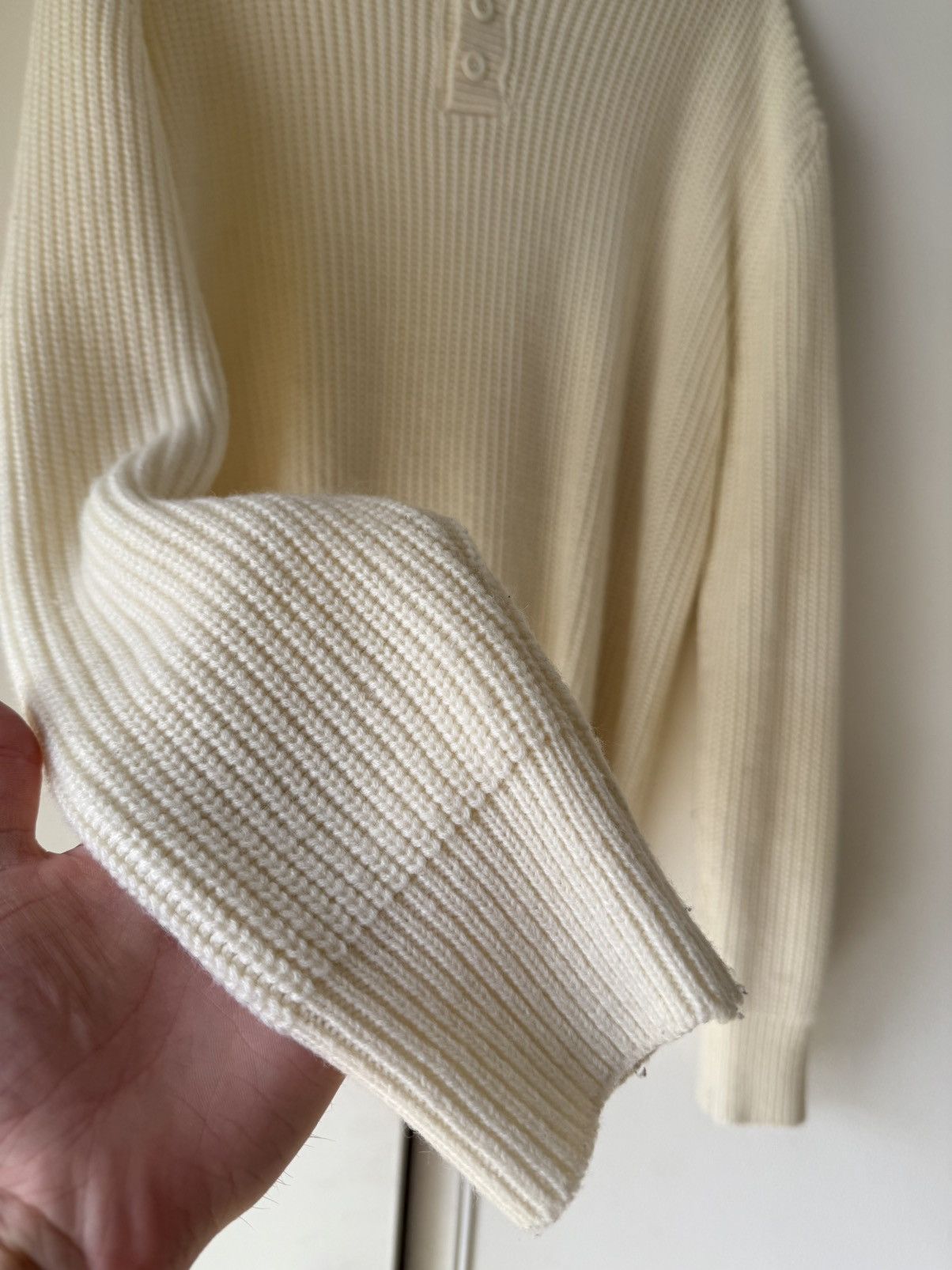 Vintage Cream Thick Knit Cotton Collared Sweater Size US S / EU 44-46 / 1 - 3 Thumbnail