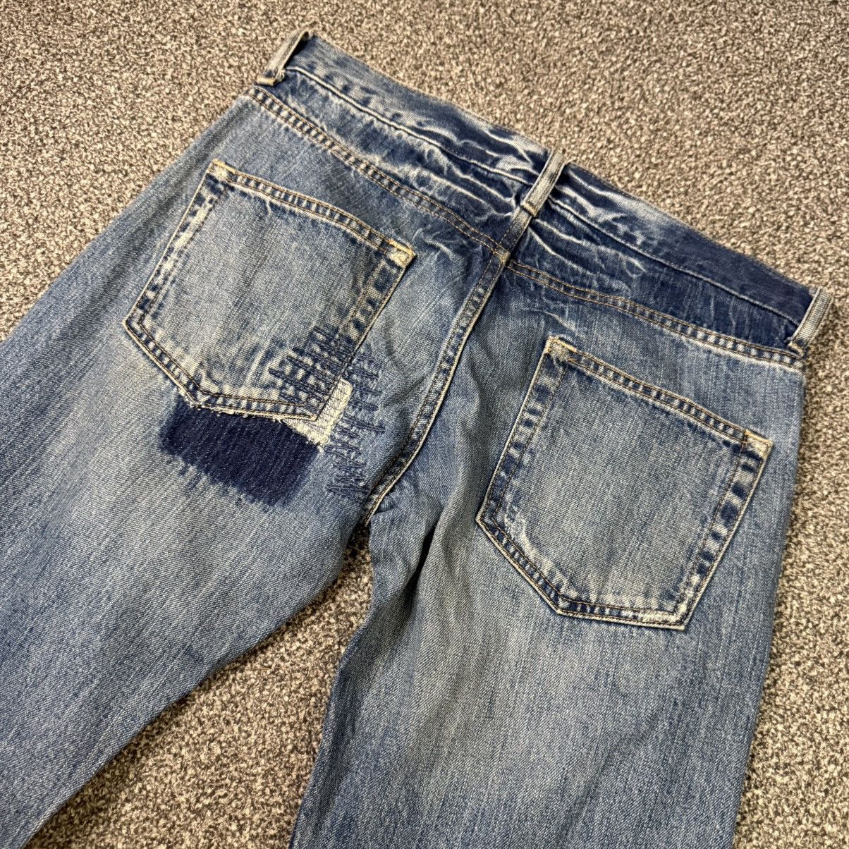 Undercover × Uniqlo 🔥🇯🇵 Vintage 90s Uniqlo Distressed Aging Wash Denim Size 32" / US 10 / IT 46 - 9 Thumbnail