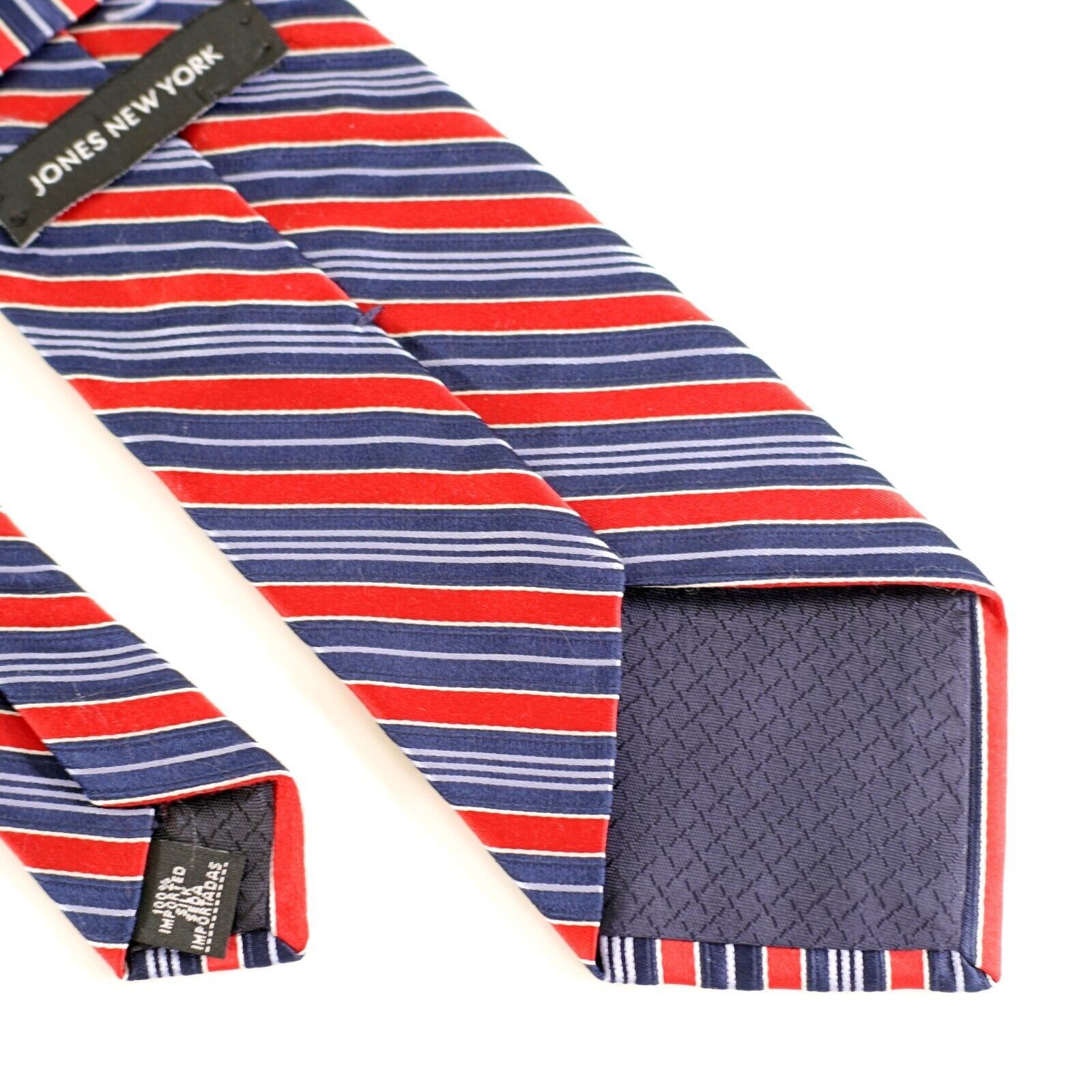 Jones New York Jones New York Woven Blue Red Striped Silk Tie Size ONE SIZE - 6 Thumbnail