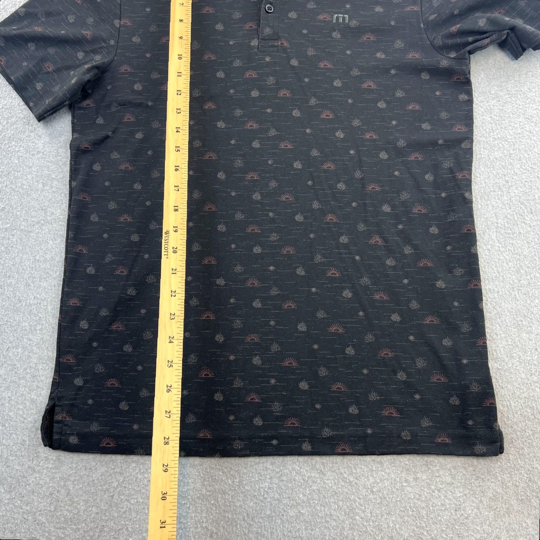 TravisMathew Travis Mathew Polo Shirt Mens M Black Golf Patterned SCP Hotels Adult Size US M / EU 48-50 / 2 - 3 Thumbnail